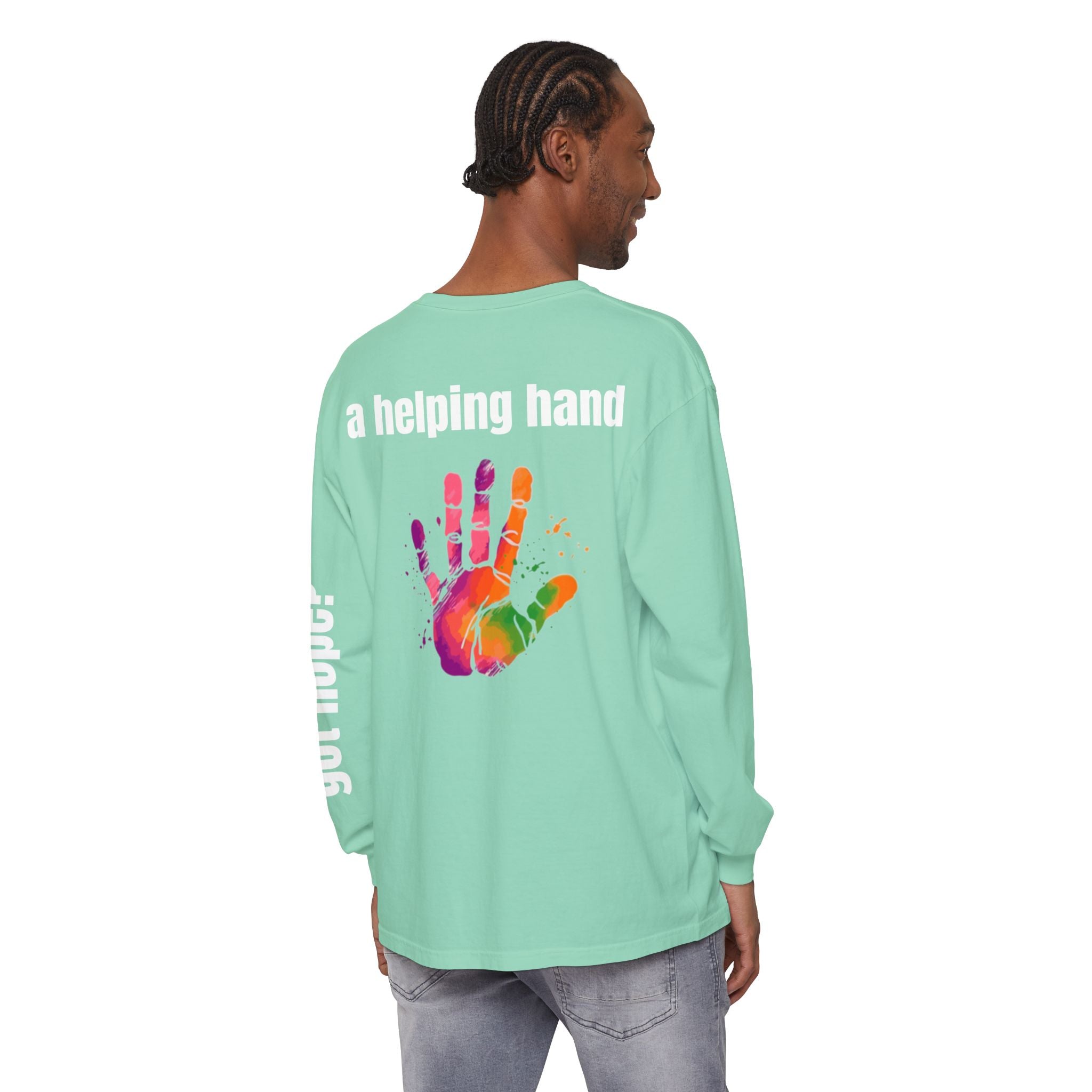 315 A Helping Hand Unisex Long Sleeve T-Shirt - Inspirational Casual Wear
