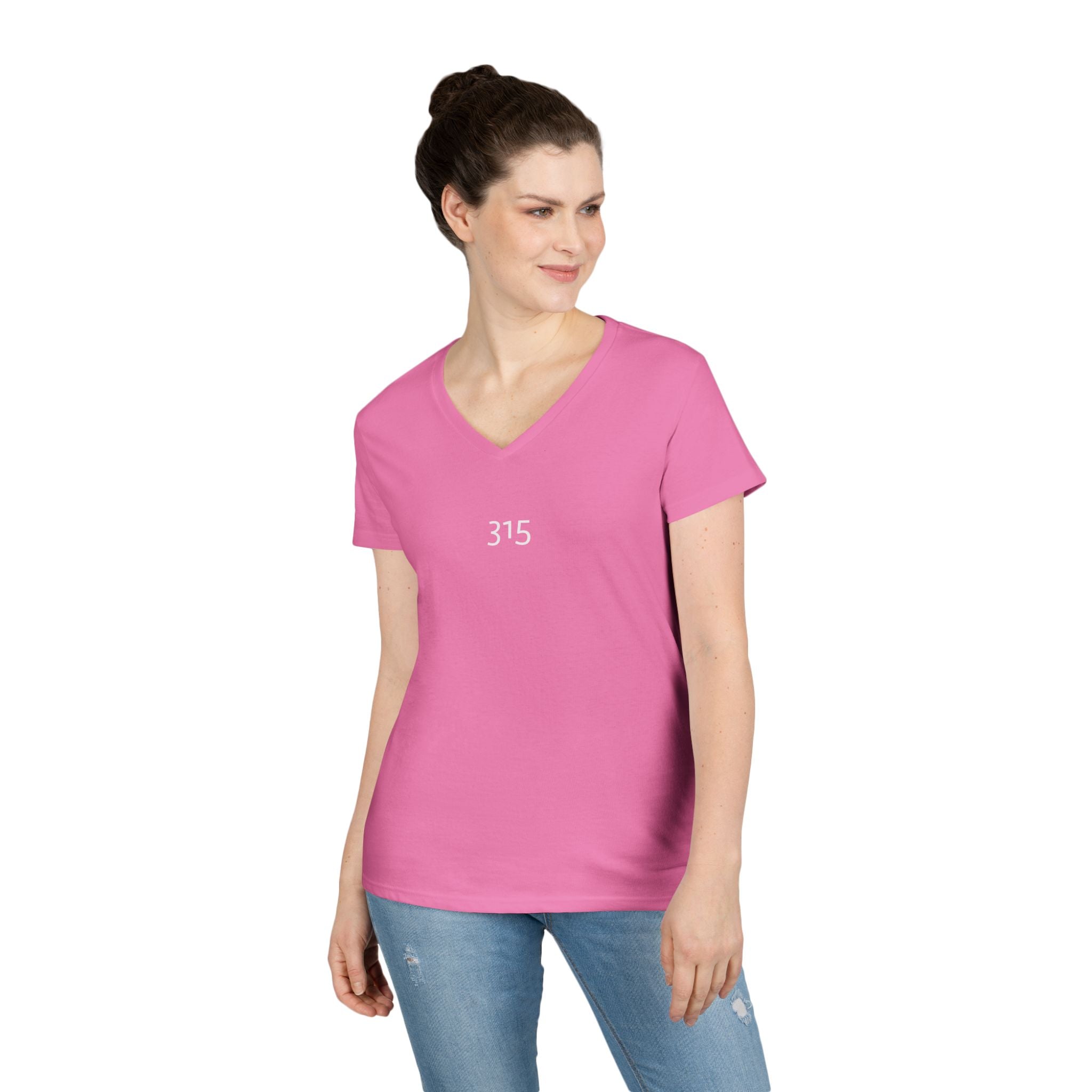 Multi Color Casual V-Neck T-Shirt with Minimalist Design 315