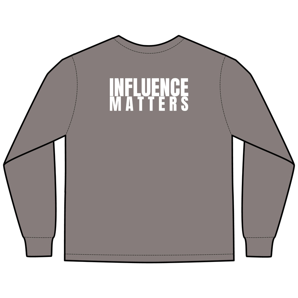 Influence Matters Multi Colors Hanes Garment-Dyed Long Sleeve T-Shirt with 315 Print