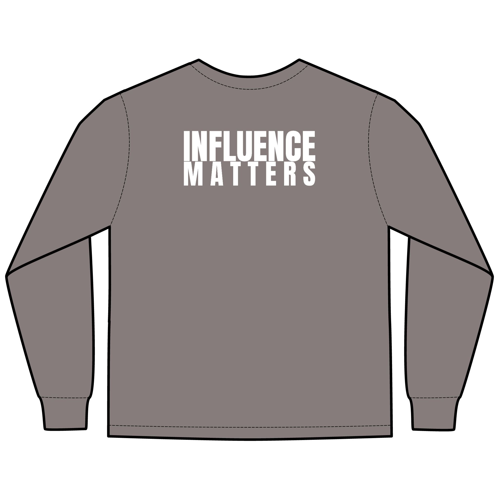 Influence Matters Multi Colors Hanes Garment-Dyed Long Sleeve T-Shirt with 315 Print
