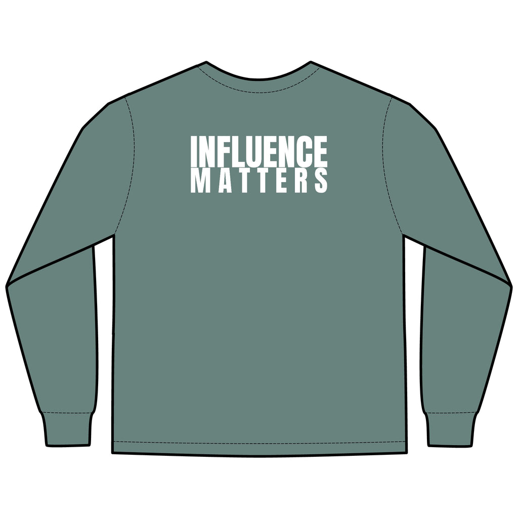 Influence Matters Multi Colors Hanes Garment-Dyed Long Sleeve T-Shirt with 315 Print