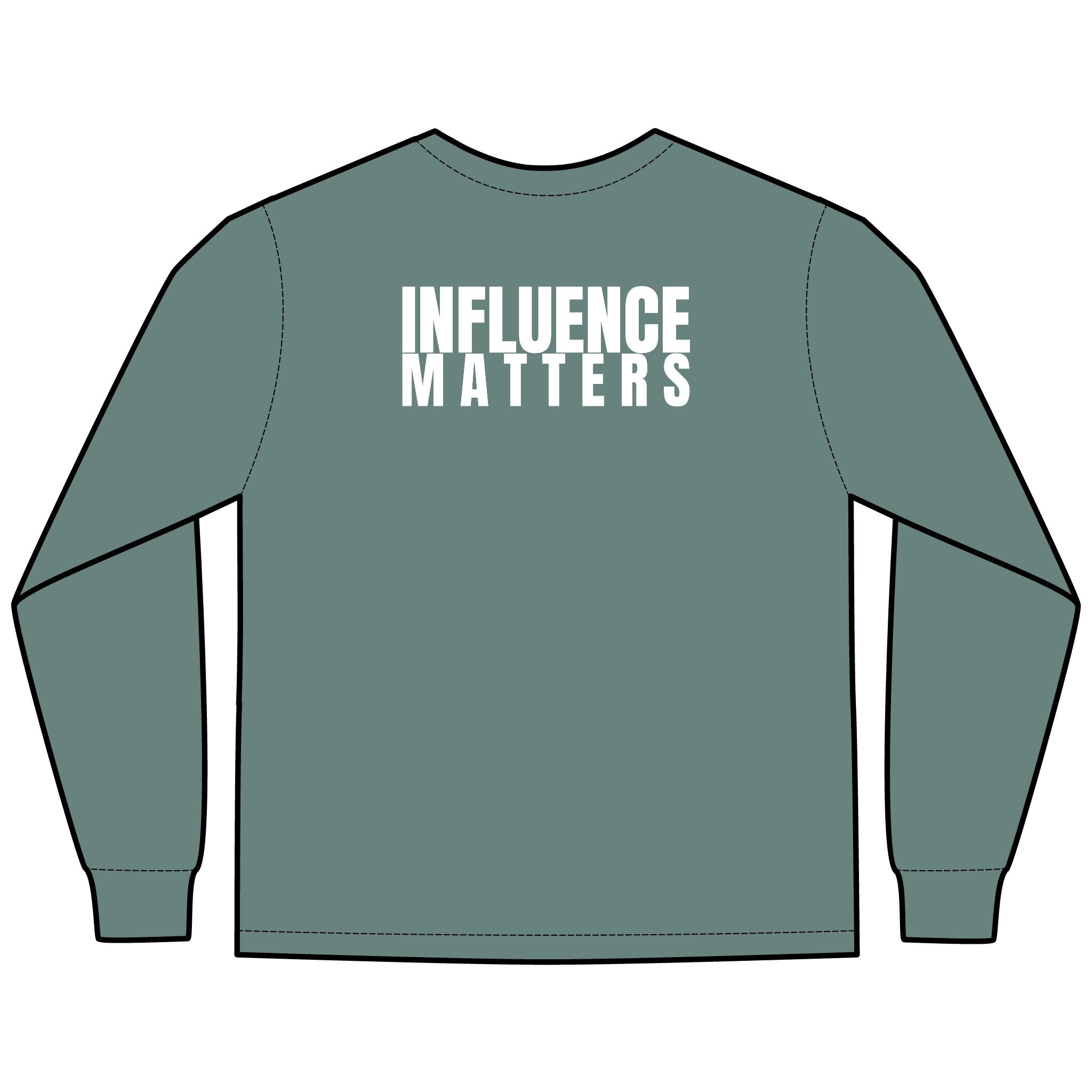 Influence Matters Multi Colors Hanes Garment-Dyed Long Sleeve T-Shirt with 315 Print