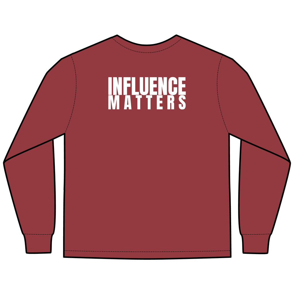 Influence Matters Multi Colors Hanes Garment-Dyed Long Sleeve T-Shirt with 315 Print