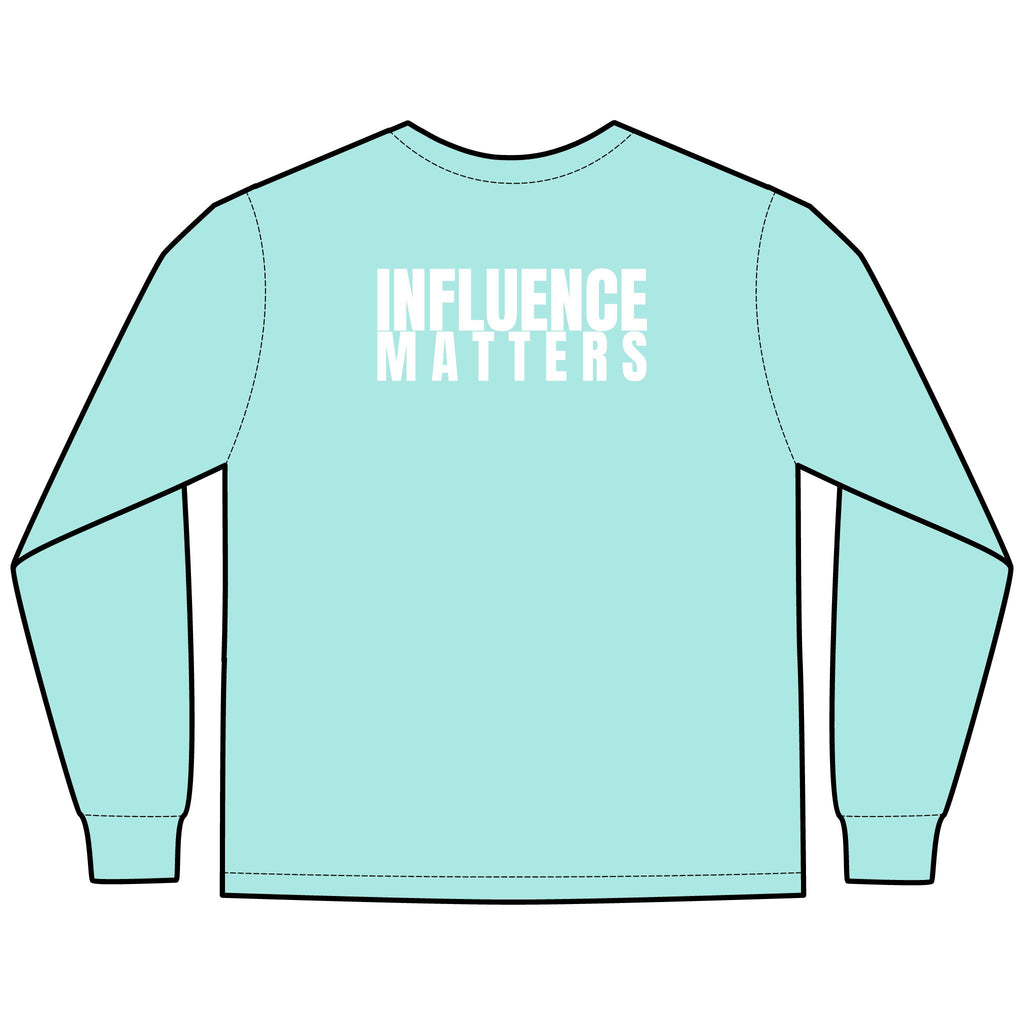 Influence Matters Multi Colors Hanes Garment-Dyed Long Sleeve T-Shirt with 315 Print