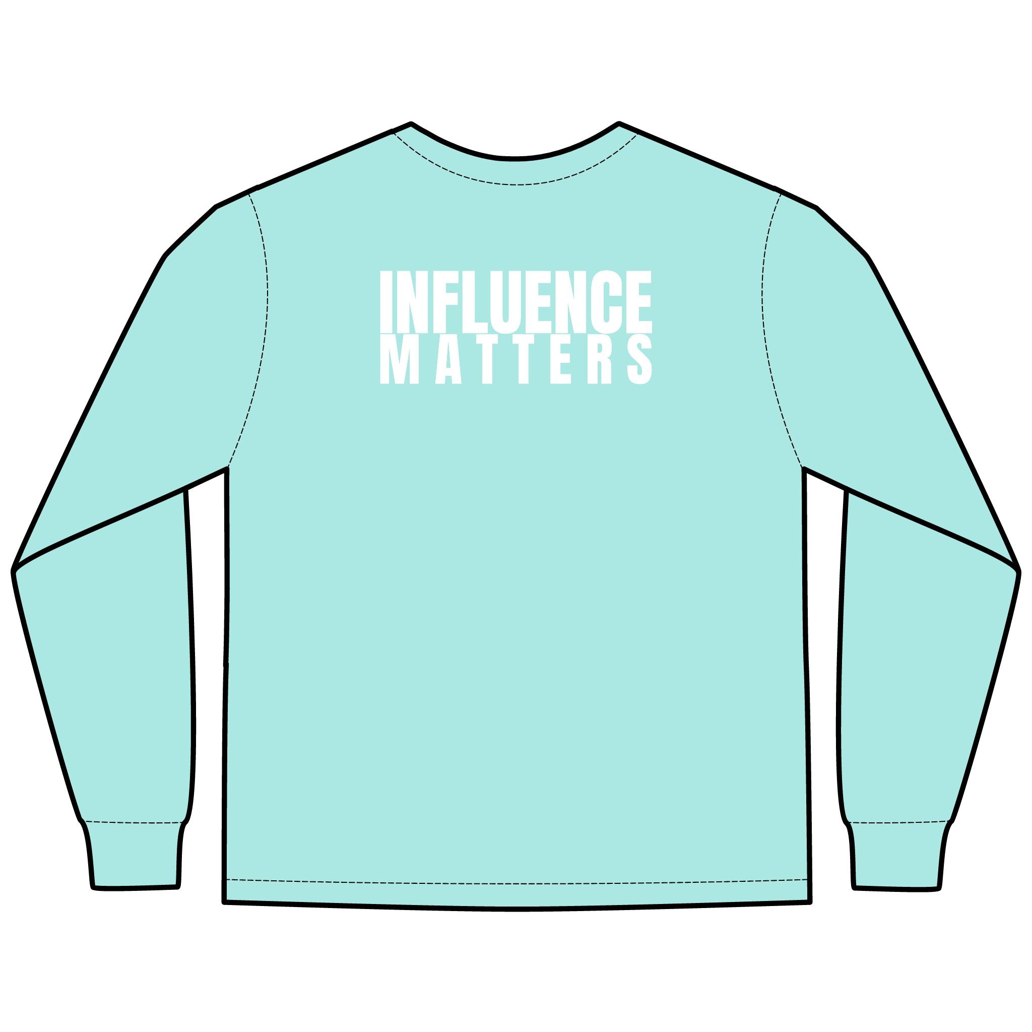 Influence Matters Multi Colors Hanes Garment-Dyed Long Sleeve T-Shirt with 315 Print