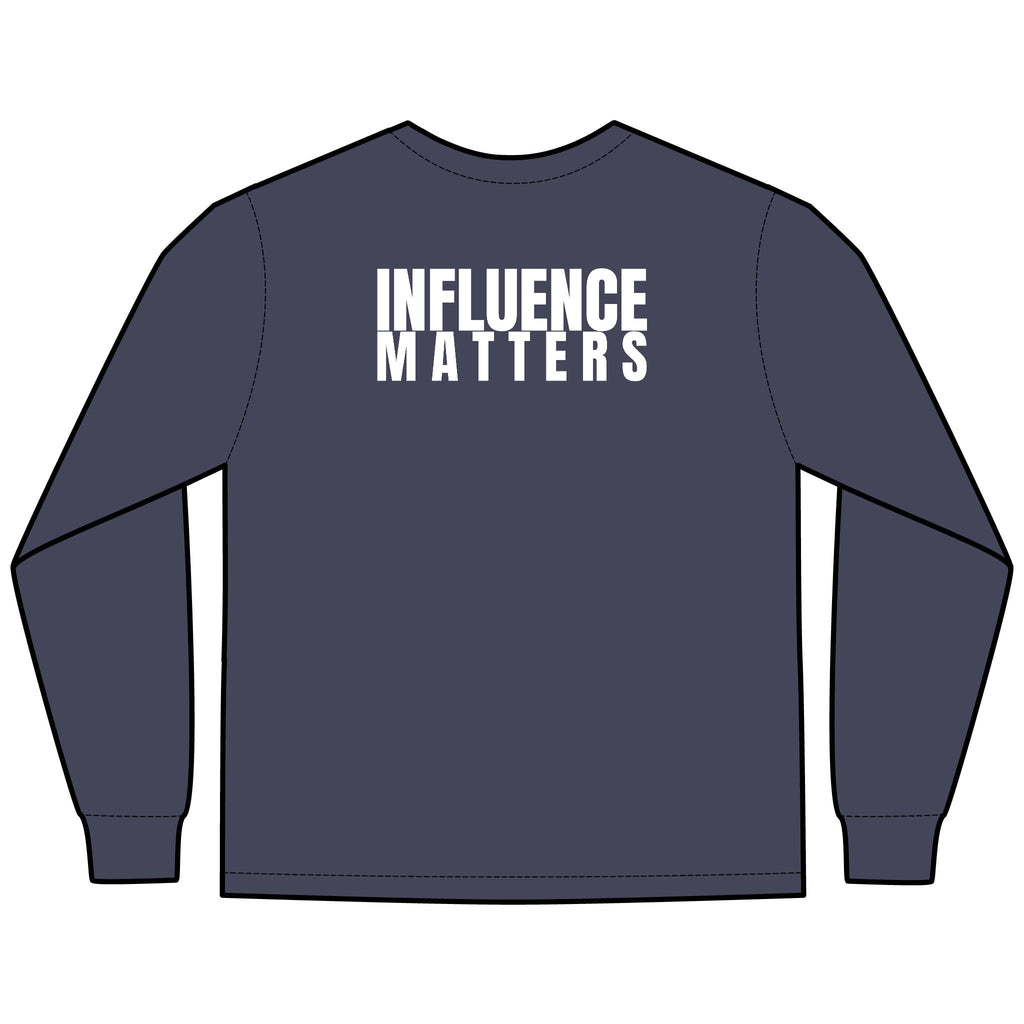 Influence Matters Multi Colors Hanes Garment-Dyed Long Sleeve T-Shirt with 315 Print