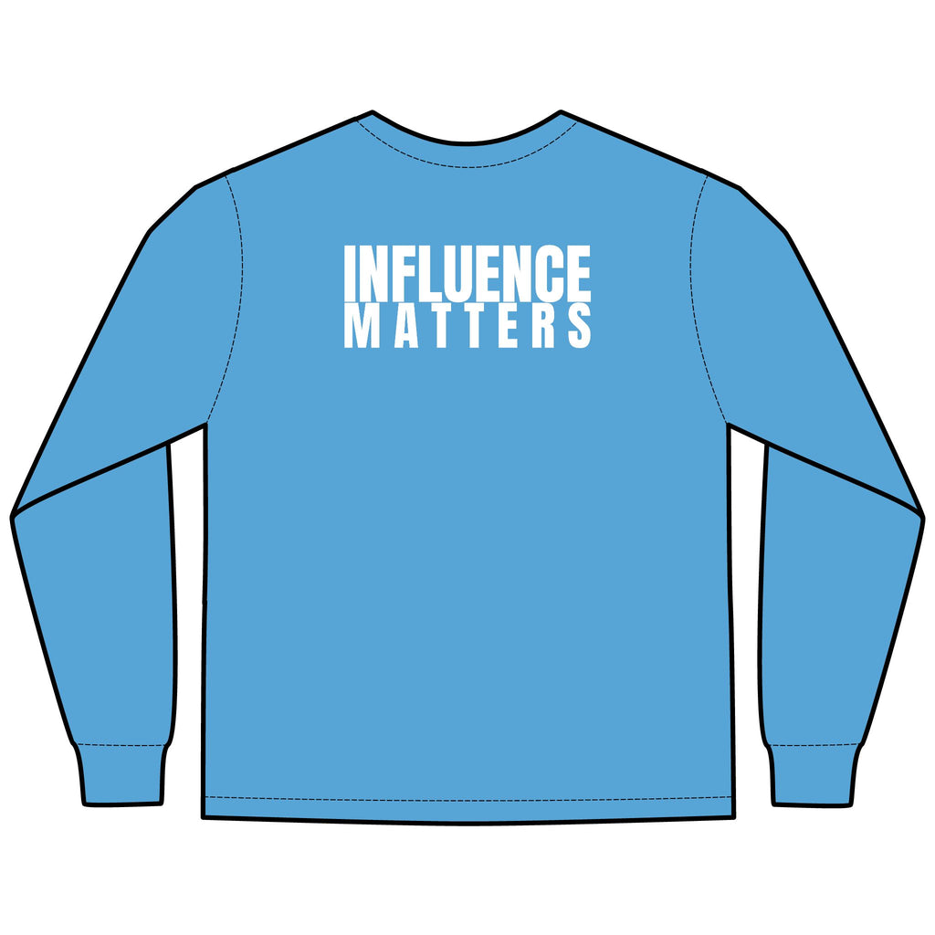 Influence Matters Multi Colors Hanes Garment-Dyed Long Sleeve T-Shirt with 315 Print