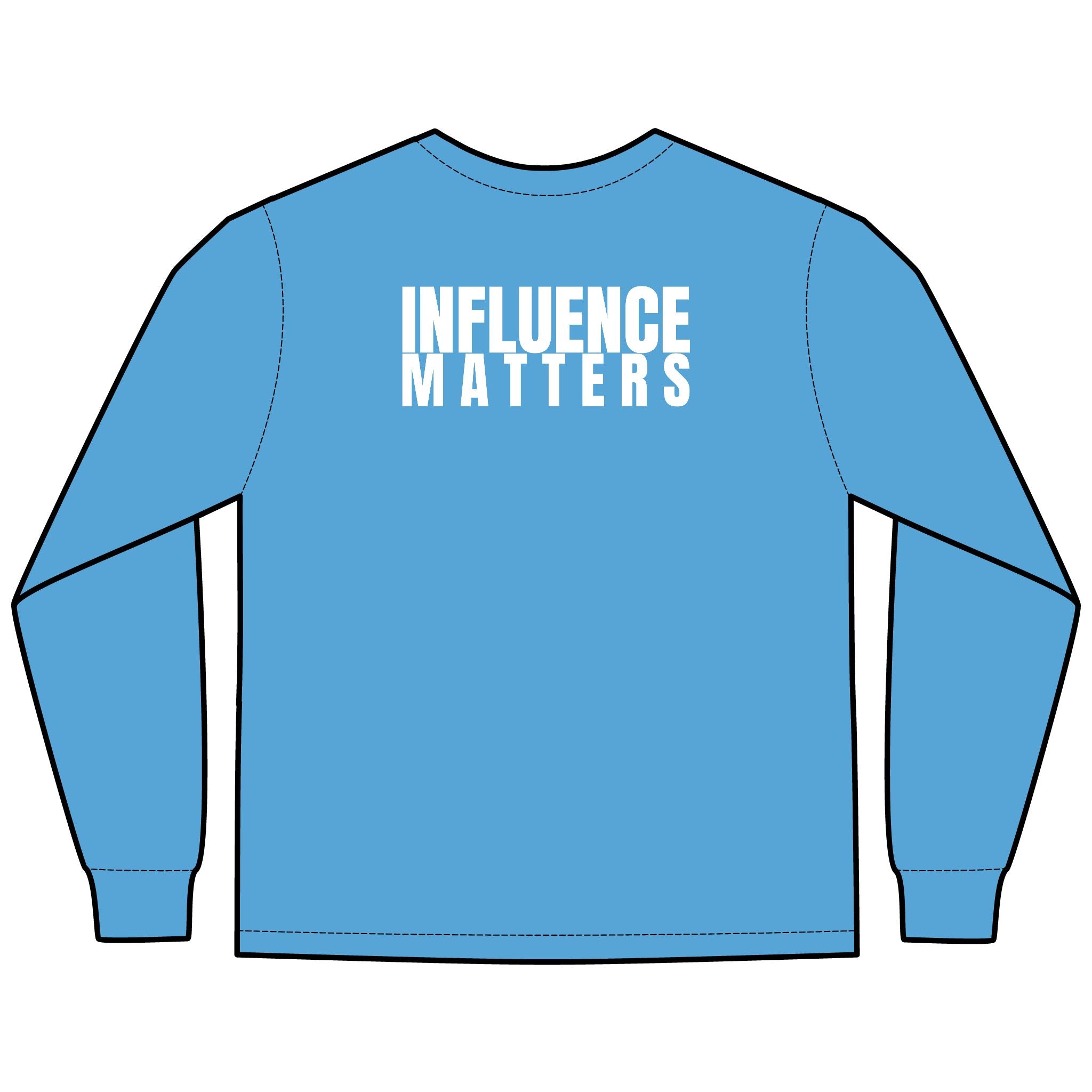 Influence Matters Multi Colors Hanes Garment-Dyed Long Sleeve T-Shirt with 315 Print