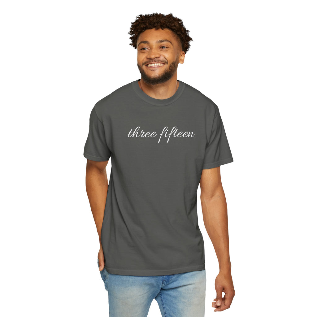 1 - Multi Colors Three Fifteen Cursive Graphic T-Shirt