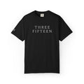 11 - Embroidered THREE FIFTEEN Multi Color Minimalist '75' Chest Logo T-Shirt – Garment-Dyed White Casual Tee