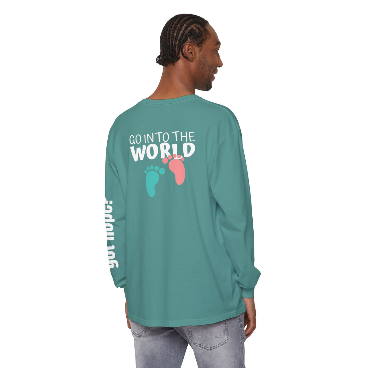 12 - Long sleeve tee 315 Go Into the WorldUnisex Long Sleeve T-Shirt - Inspirational Casual Wear