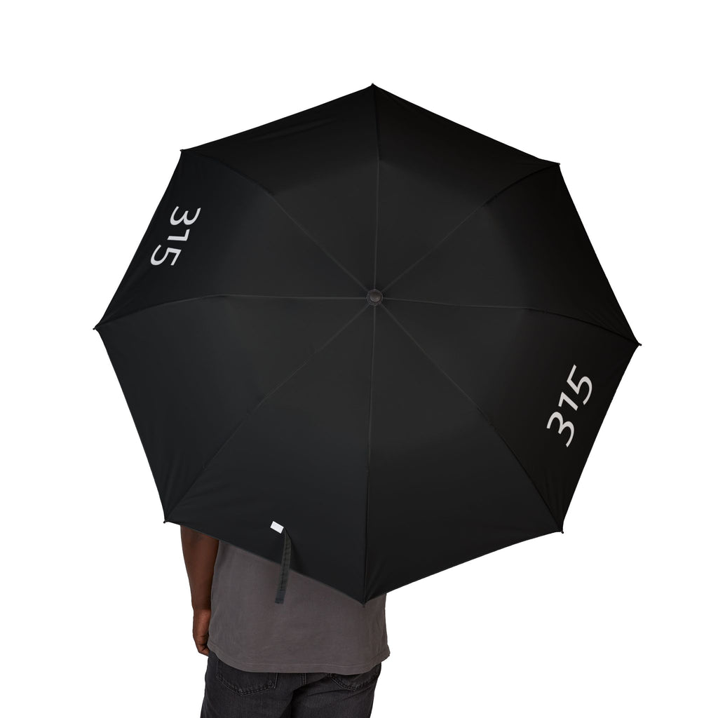 315 Compact Semi-Automatic Foldable Umbrella – Black with 315 Print