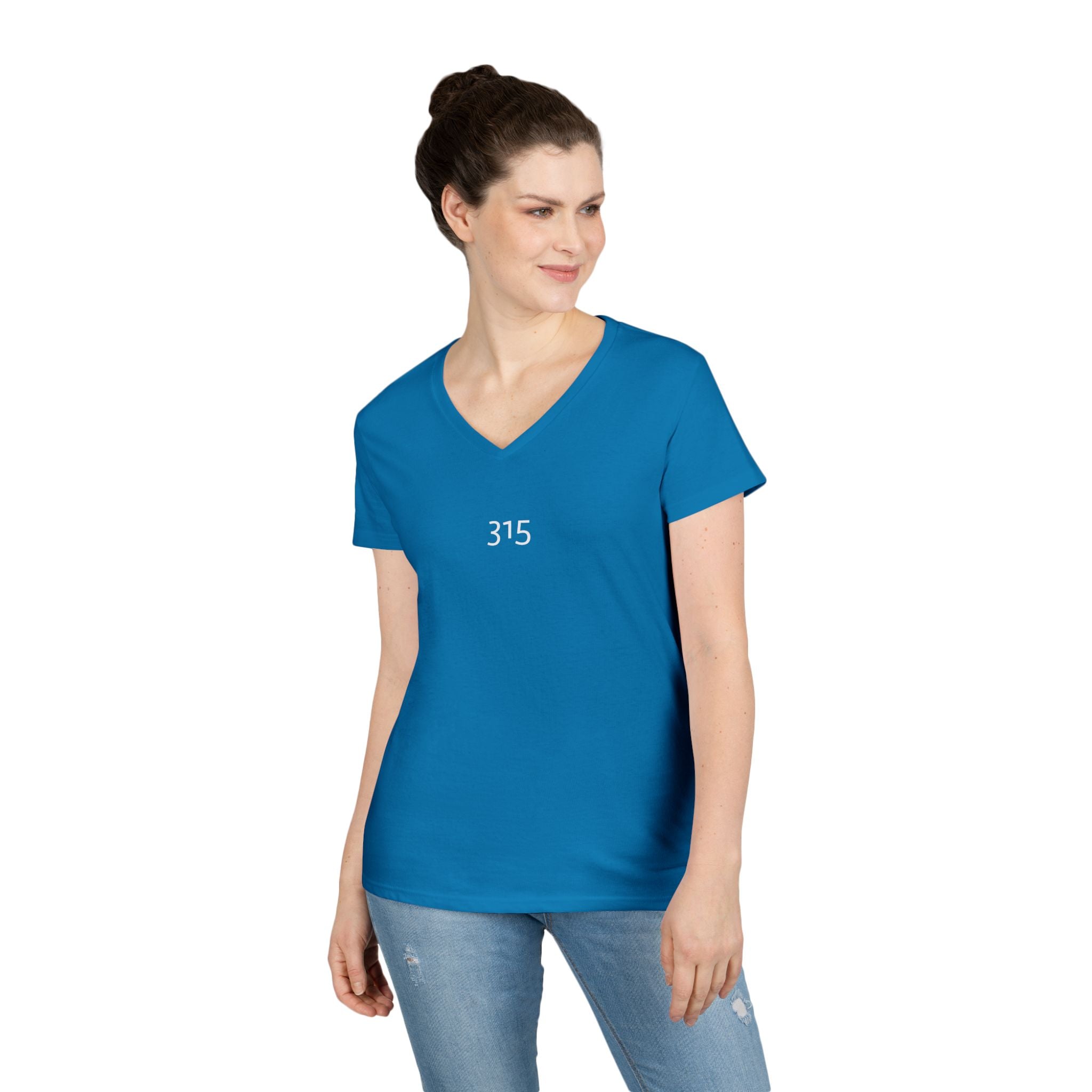 Multi Color Casual V-Neck T-Shirt with Minimalist Design 315