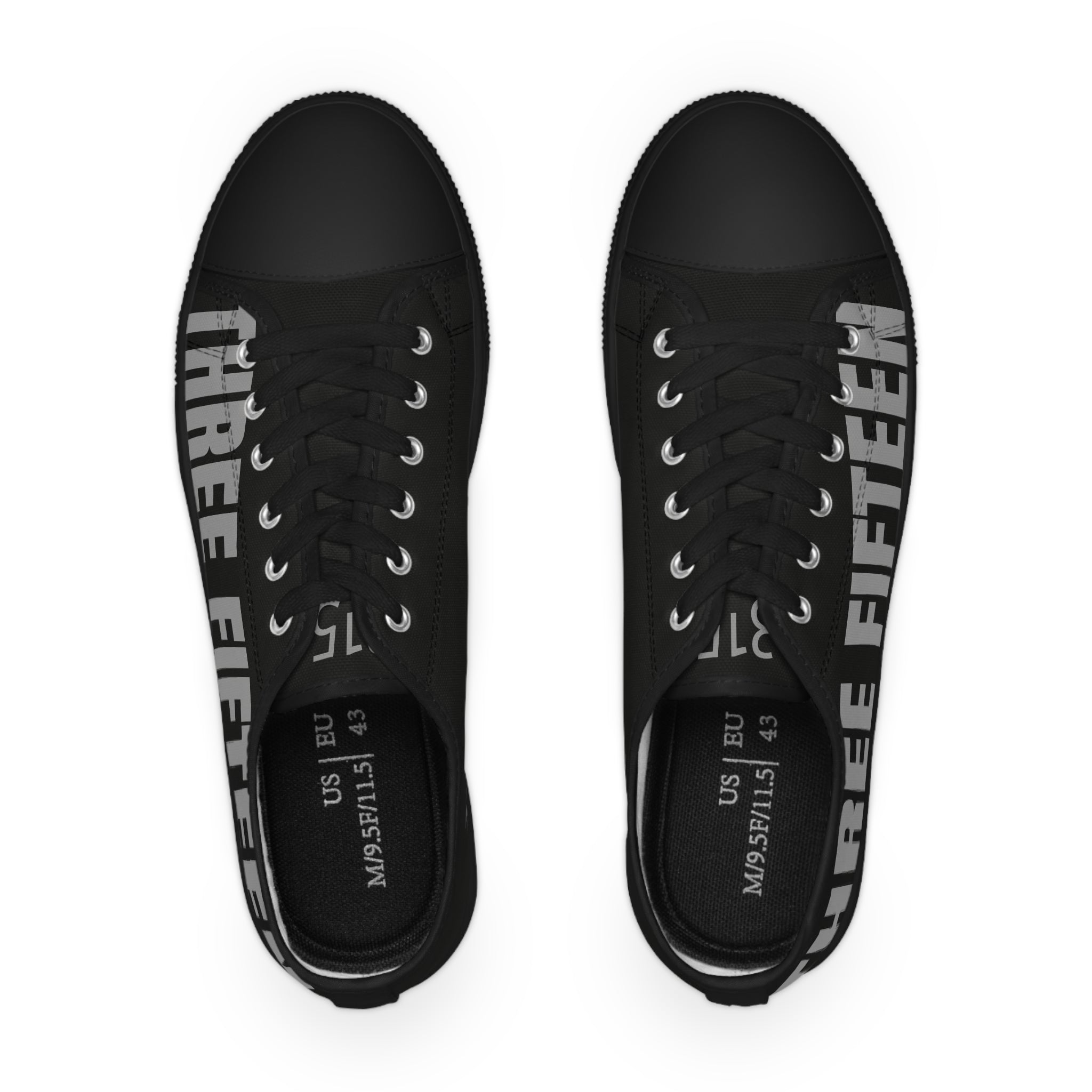 31 - Men’s Three Fifteen Full Black Low-Top Sneakers — Men's Casual Canvas Shoes