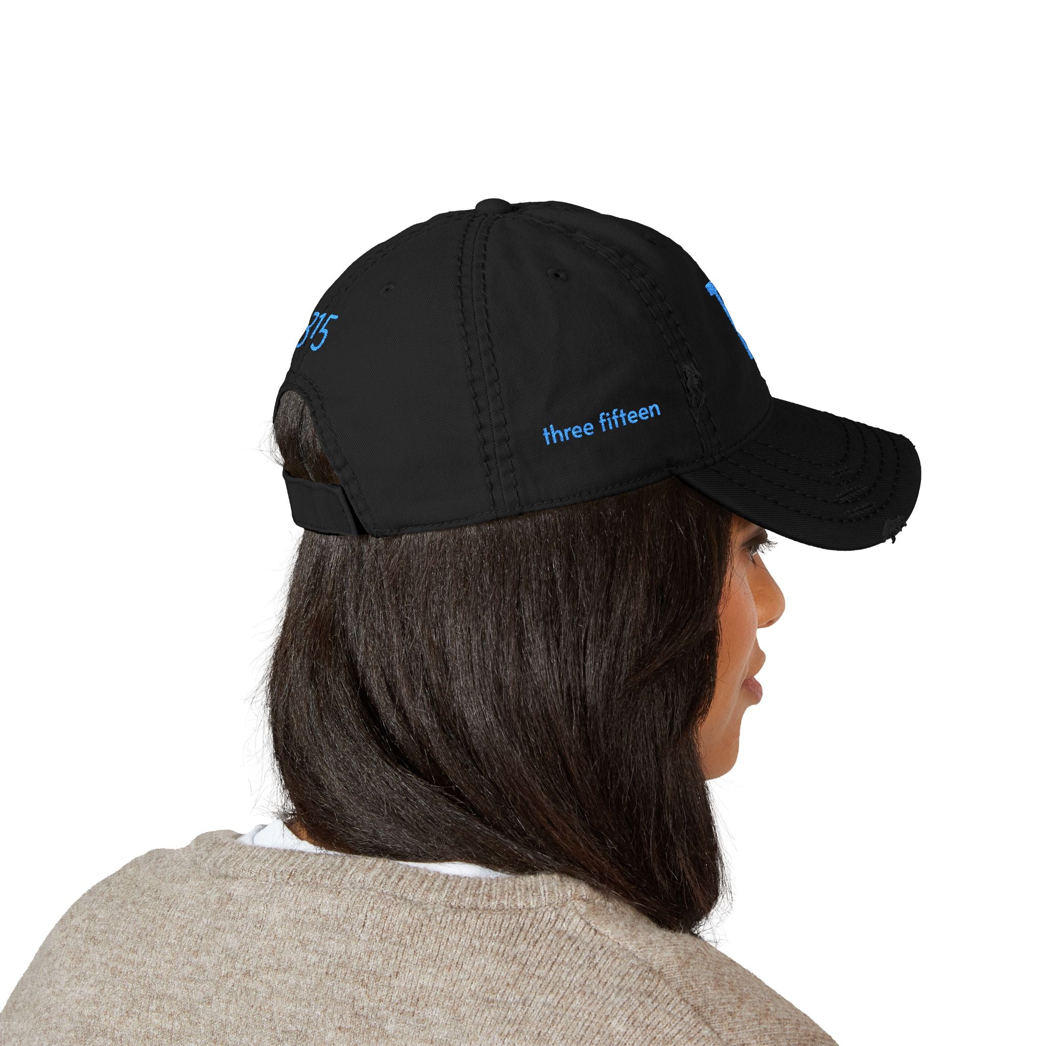 3 - Hat Distressed Embroidered TF Three Fifteen Dad Hat - Casual Chic Accessory