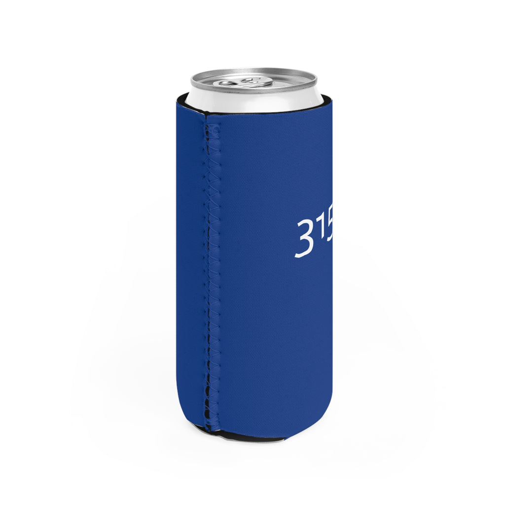 Slim Can Cooler – Blue with "315" Slim Can Koozie