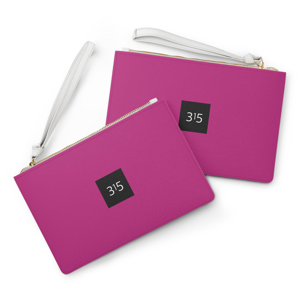 Clutch Bag — Minimalist '315' Square Logo Wristlet, White Everyday Evening Bag