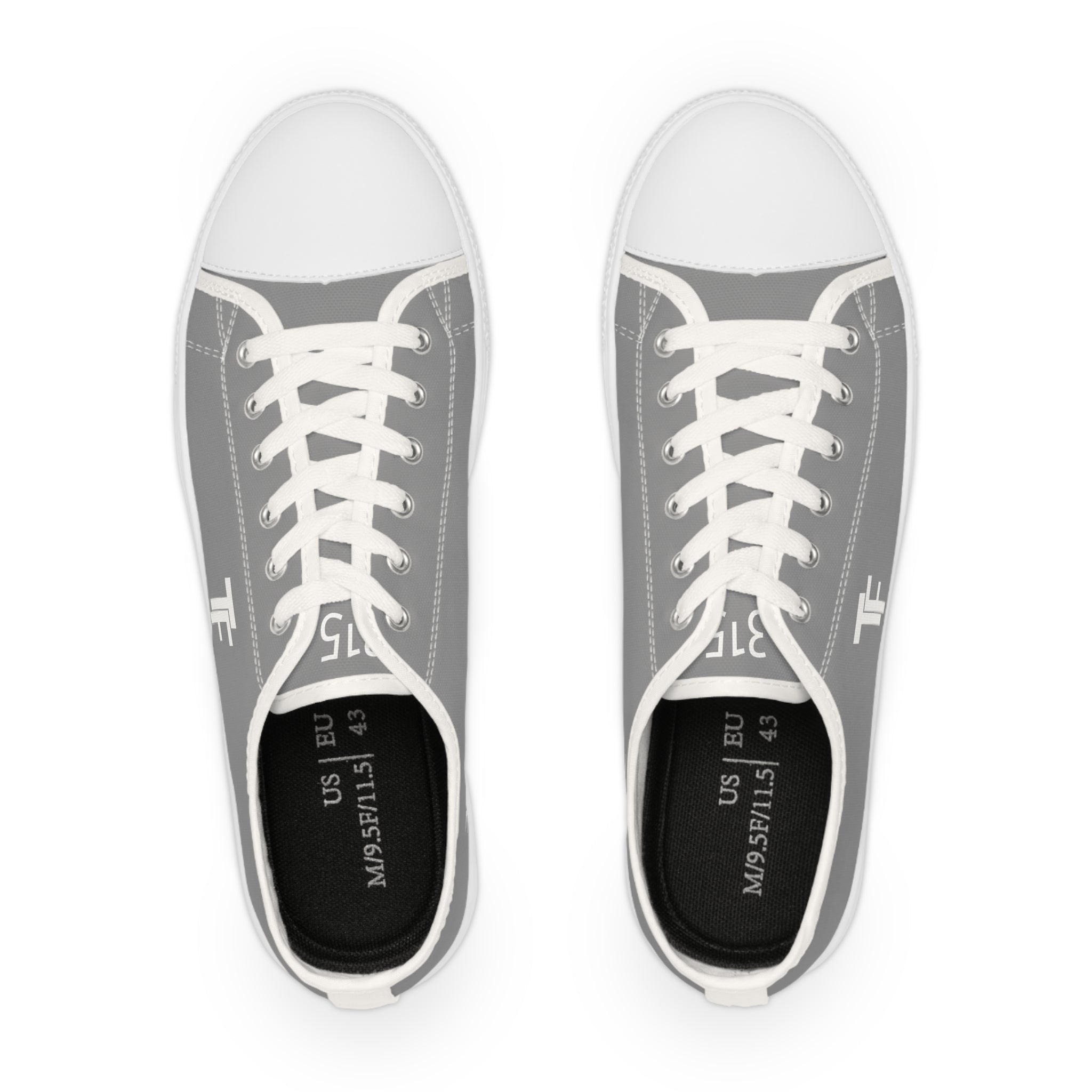 31 - Men's Low Top Sneakers TF — Minimal Grey Canvas Shoes with '315' Side Graphic