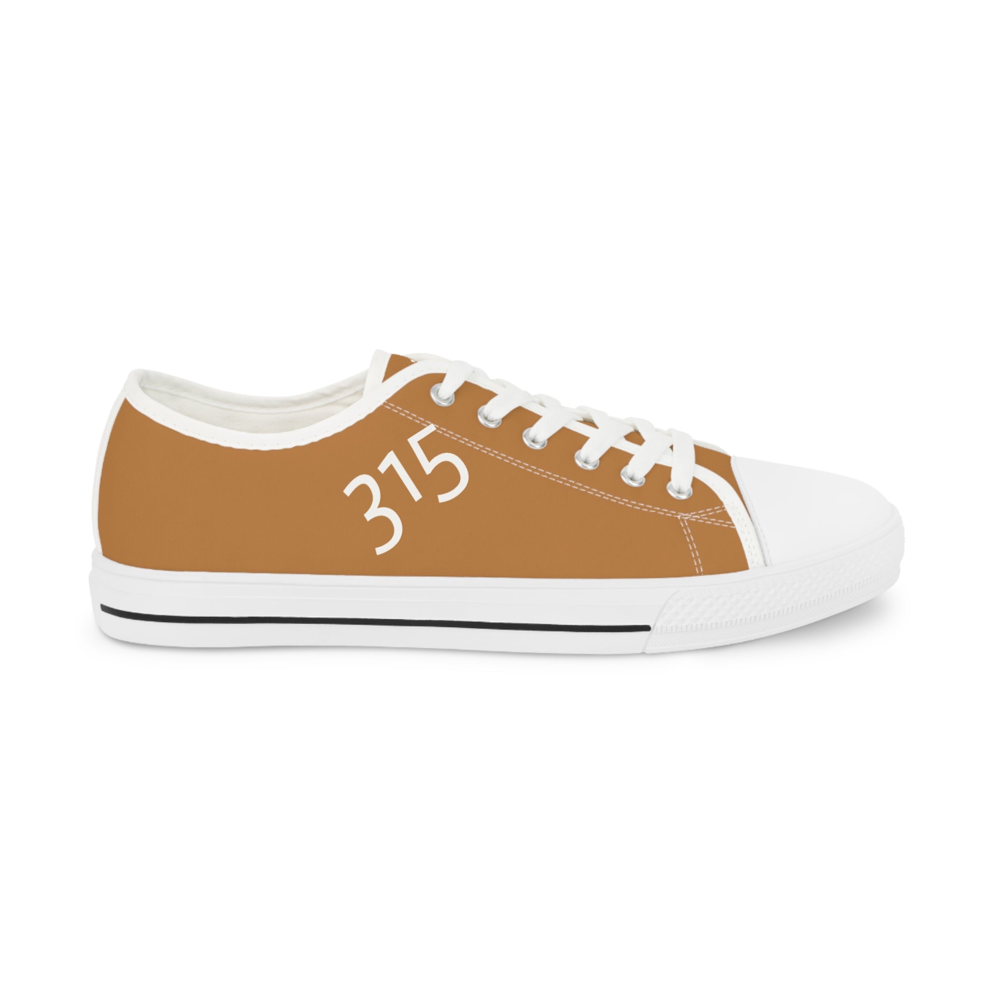 31 - Men's Low Top Sneakers — Minimal White Canvas Shoes with '315' Side Graphic