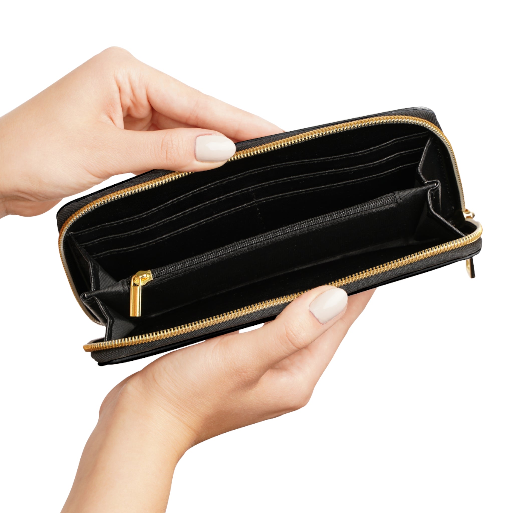 315 - Zipper Wallet — Minimal Black Wallet with '315' Mirrored Script