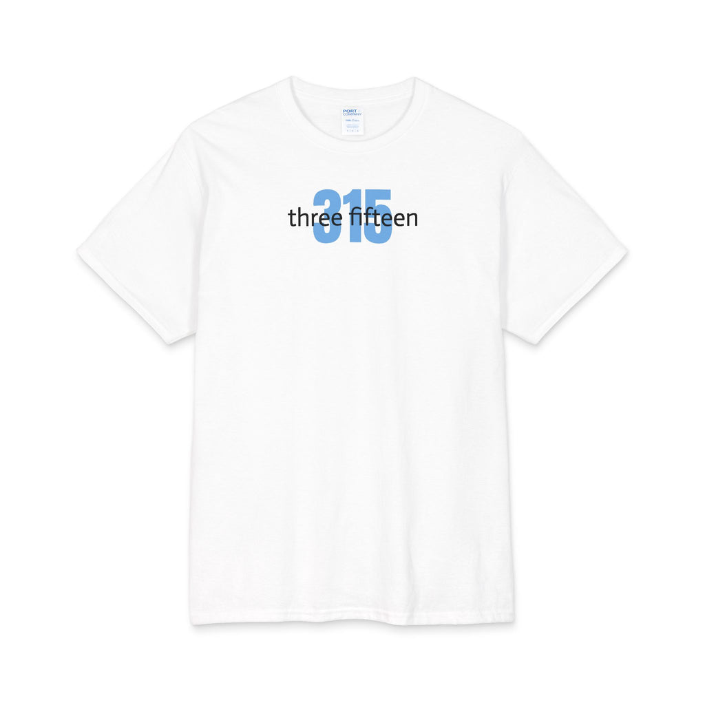 111 - Cotton Three Fifteen Bold 315 Graphic Tee — Minimal White Cotton T-Shirt