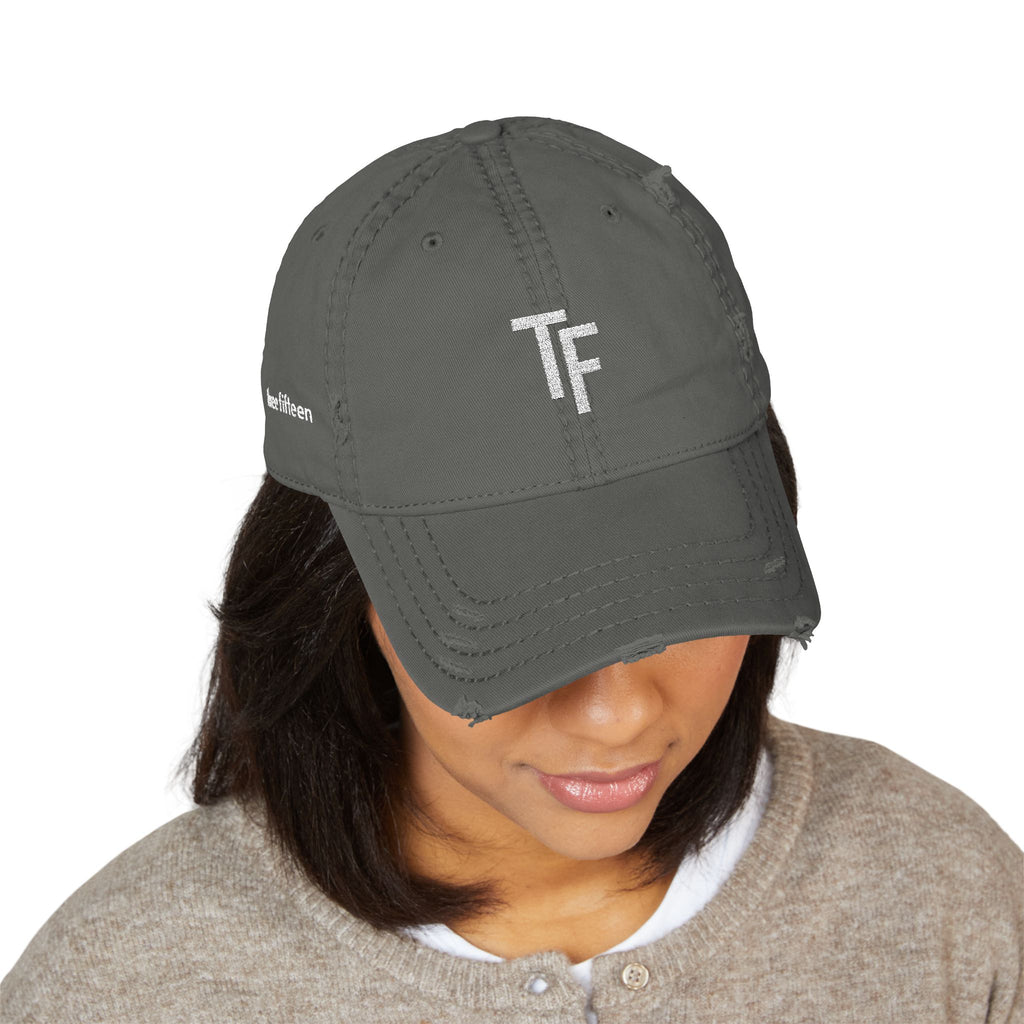 3 - Hat Distressed Embroidered TF Three Fifteen Dad Hat - Casual Chic Accessory