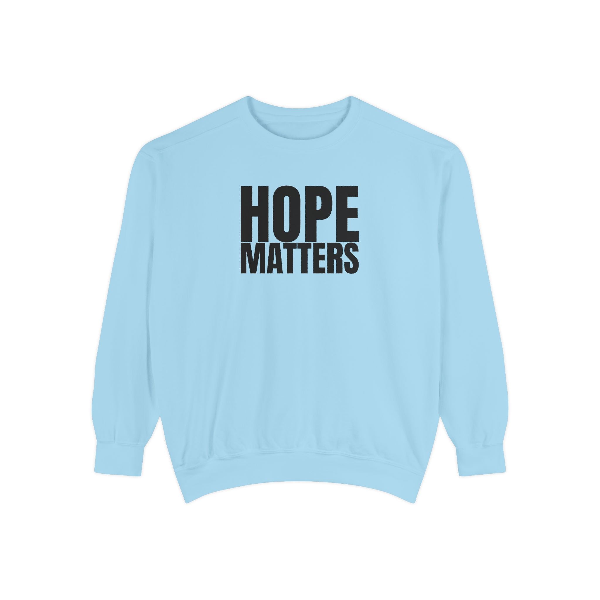 Multi Color Hope Matters Embroidered Minimalist Logo Sweatshirt — White Crewneck Casual Pullover