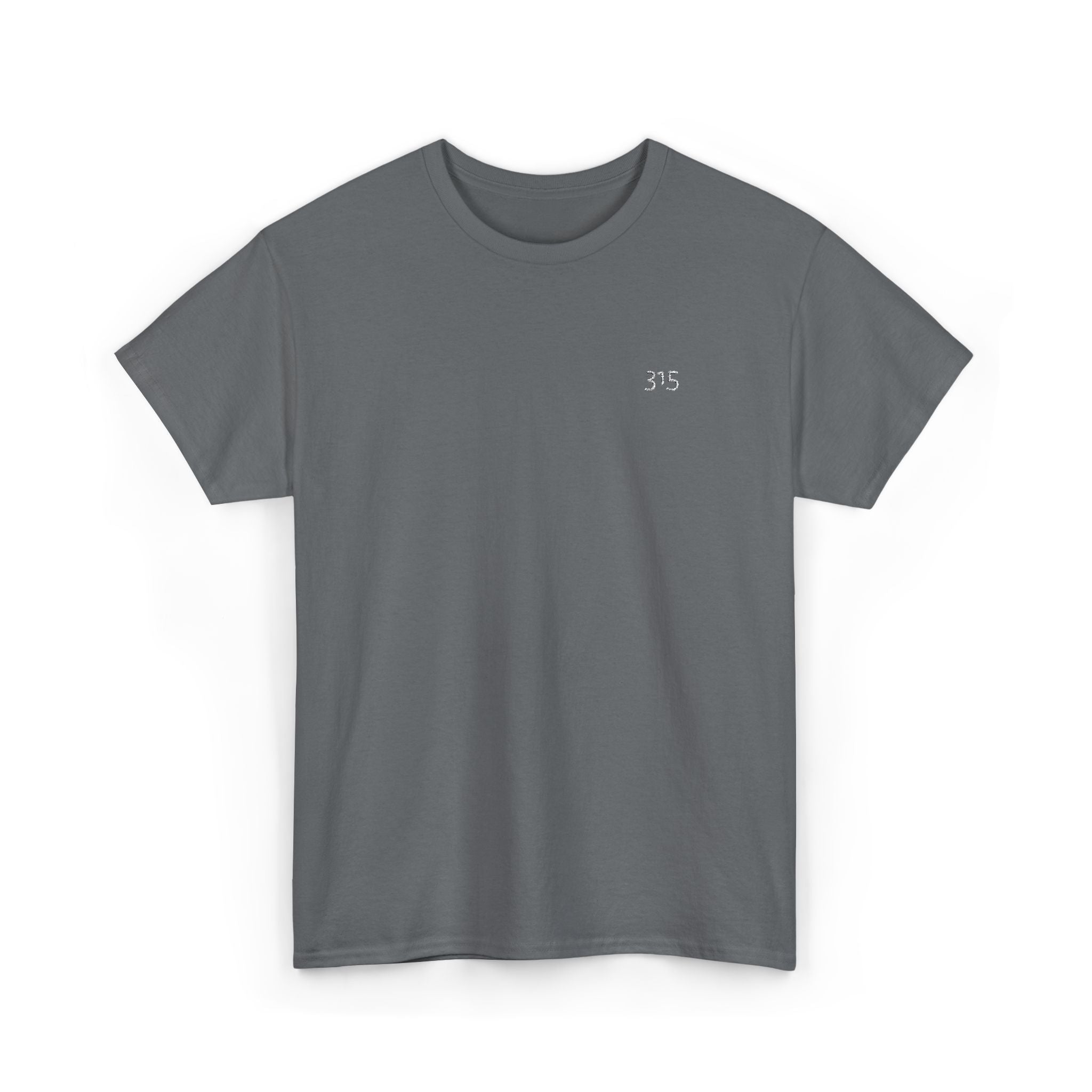 Minimal '315’ Chest Logo T‑Shirt — Black Casual Graphic Tee