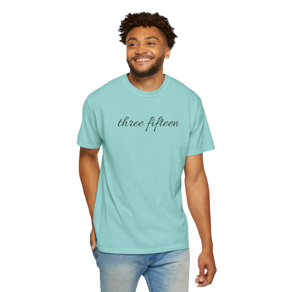 1 - Multi Colors Three Fifteen Cursive Graphic T-Shirt