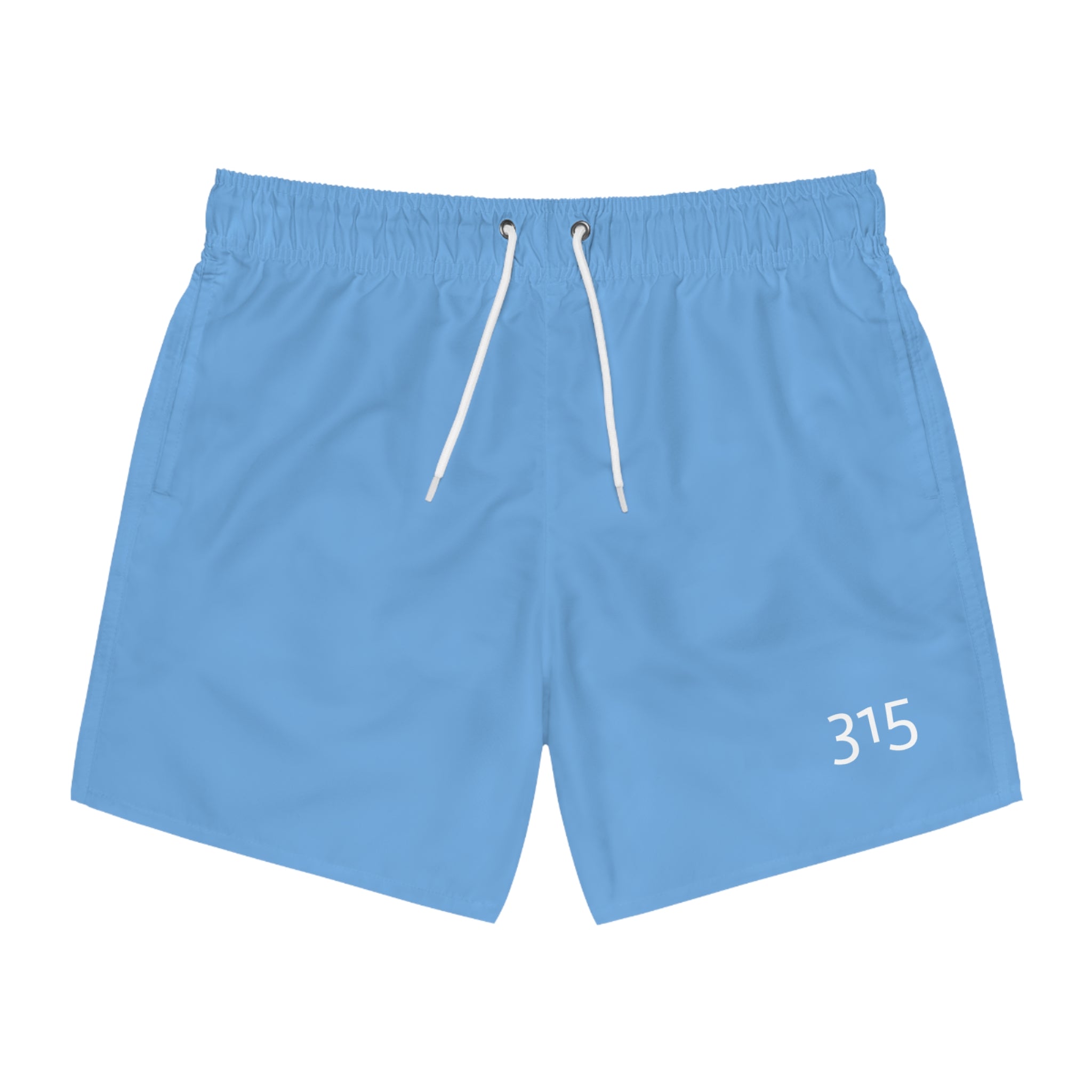 315 Swim Trunks — Light Blue All-Over-Print Beach Shorts