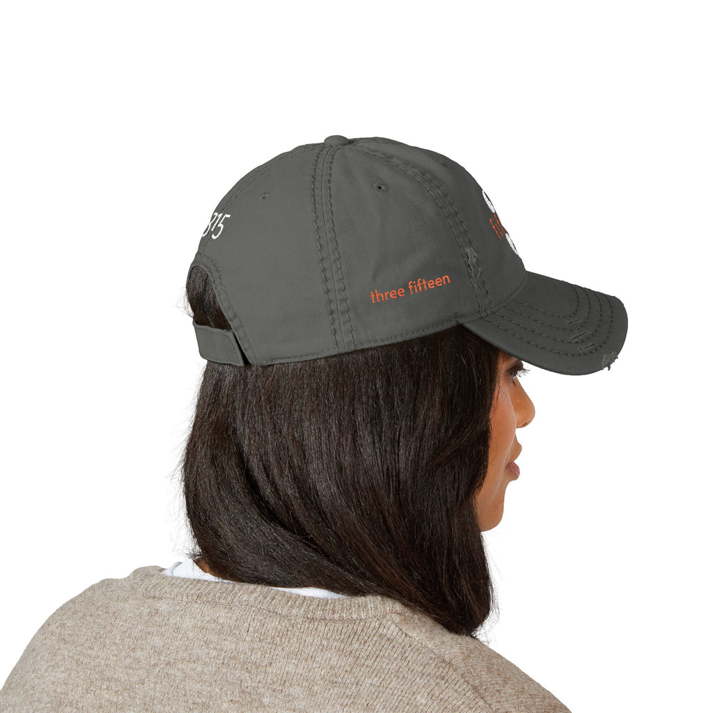 3 - 3 fifteen - Hat Distressed Embroidered TF Three Fifteen Dad Hat - Casual Chic Accessory