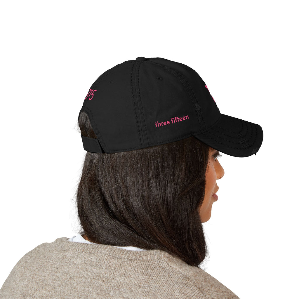 3 - Hat Distressed Embroidered TF Three Fifteen Dad Hat - Casual Chic Accessory