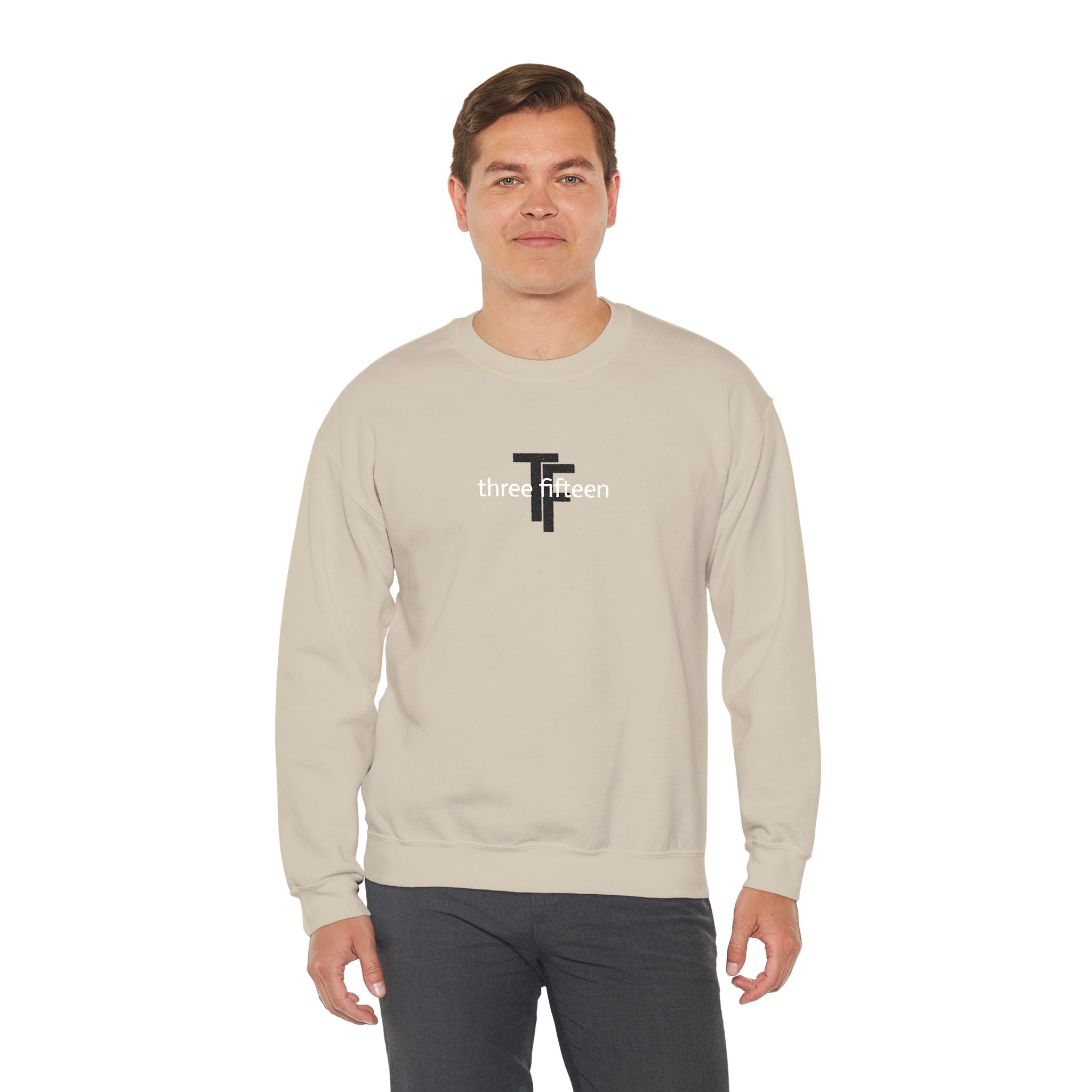 15 - TF Three Fifteen Embroidered Crewneck Sweatshirt — Minimal Graphic Pullover