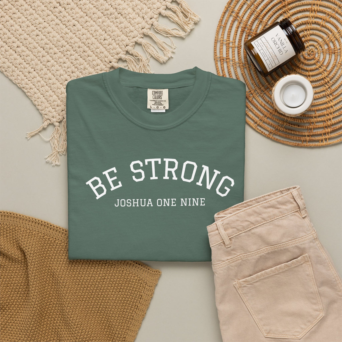 01 - Multi Colors  “Be Strong Joshua One Nine” Plain Back Store Graphic T-Shirt