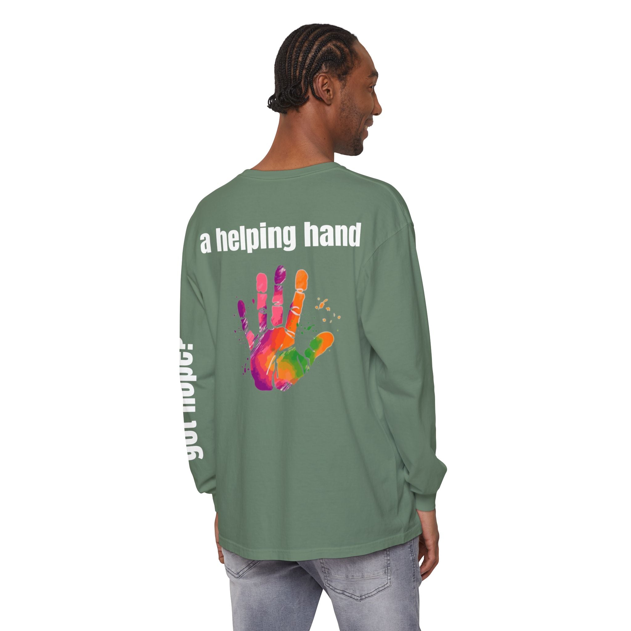 315 A Helping Hand Unisex Long Sleeve T-Shirt - Inspirational Casual Wear