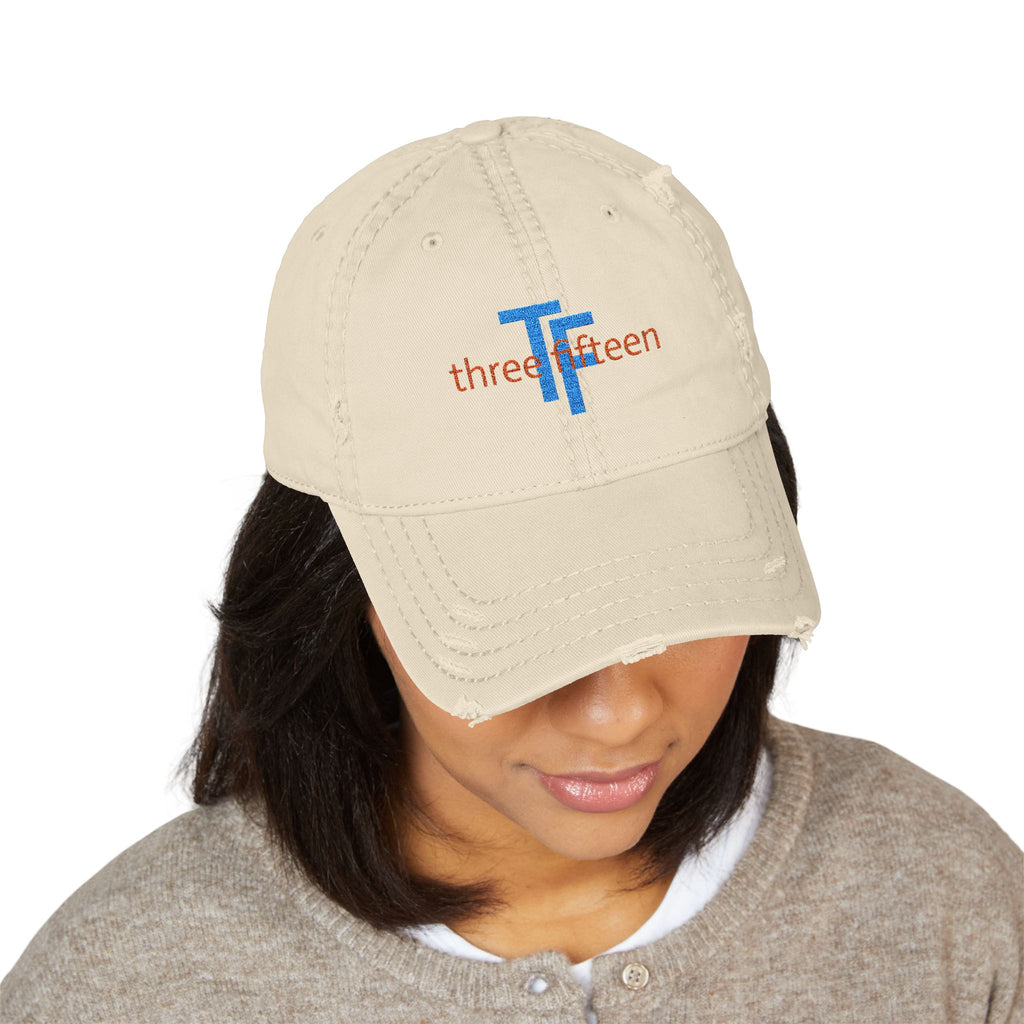 3 - Hat Distressed Embroidered TF Three Fifteen Dad Hat - Casual Chic Accessory