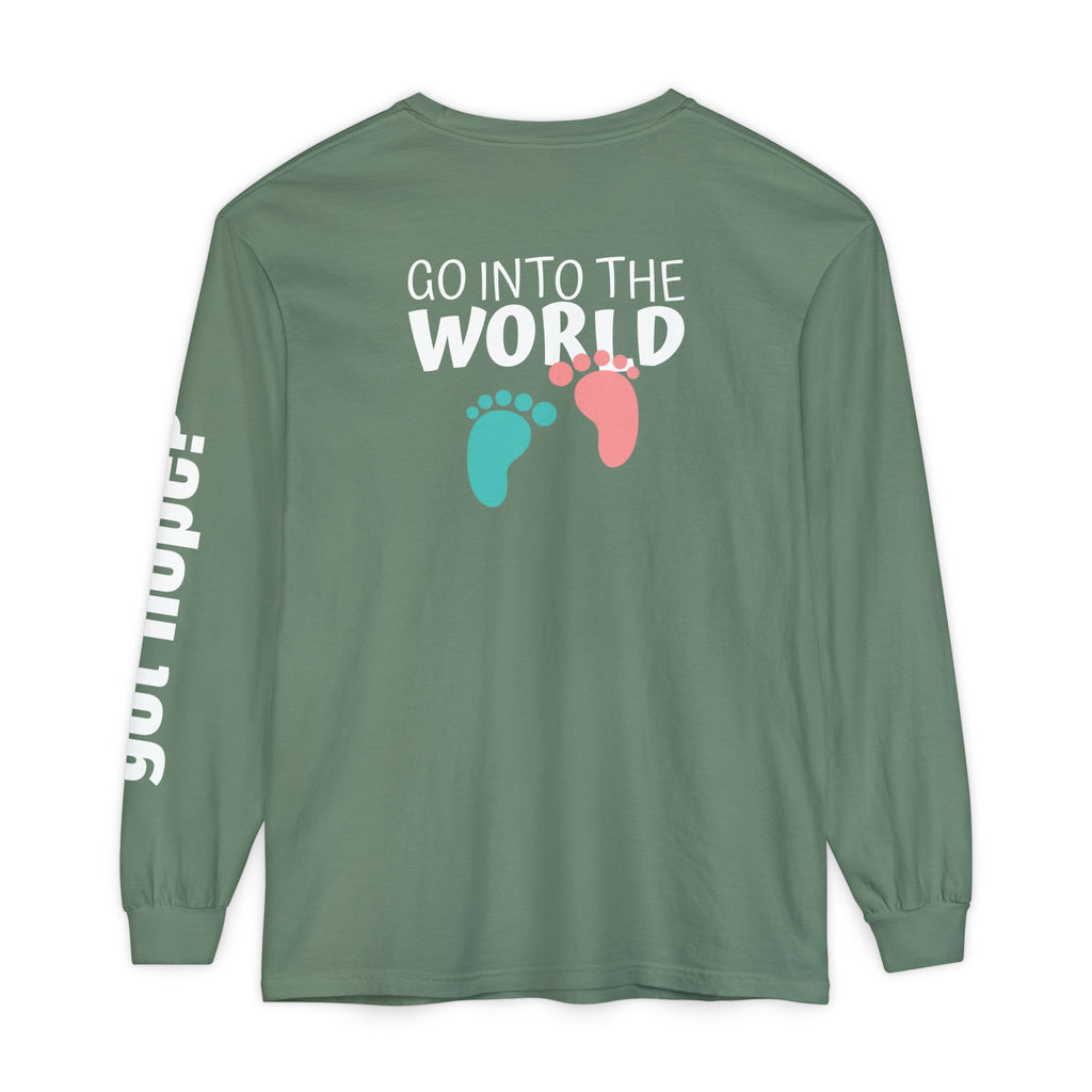 12 - Long sleeve tee 315 Go Into the WorldUnisex Long Sleeve T-Shirt - Inspirational Casual Wear