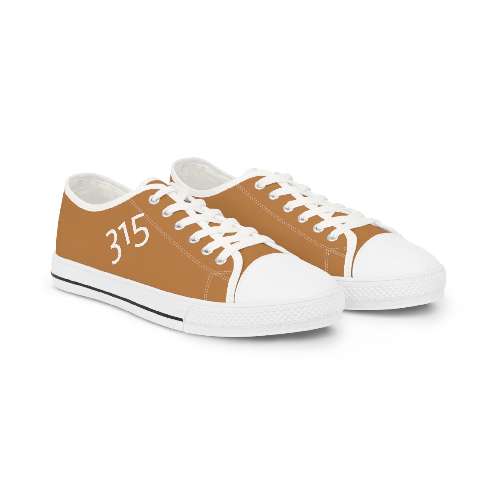 31 - Men's Low Top Sneakers — Minimal White Canvas Shoes with '315' Side Graphic