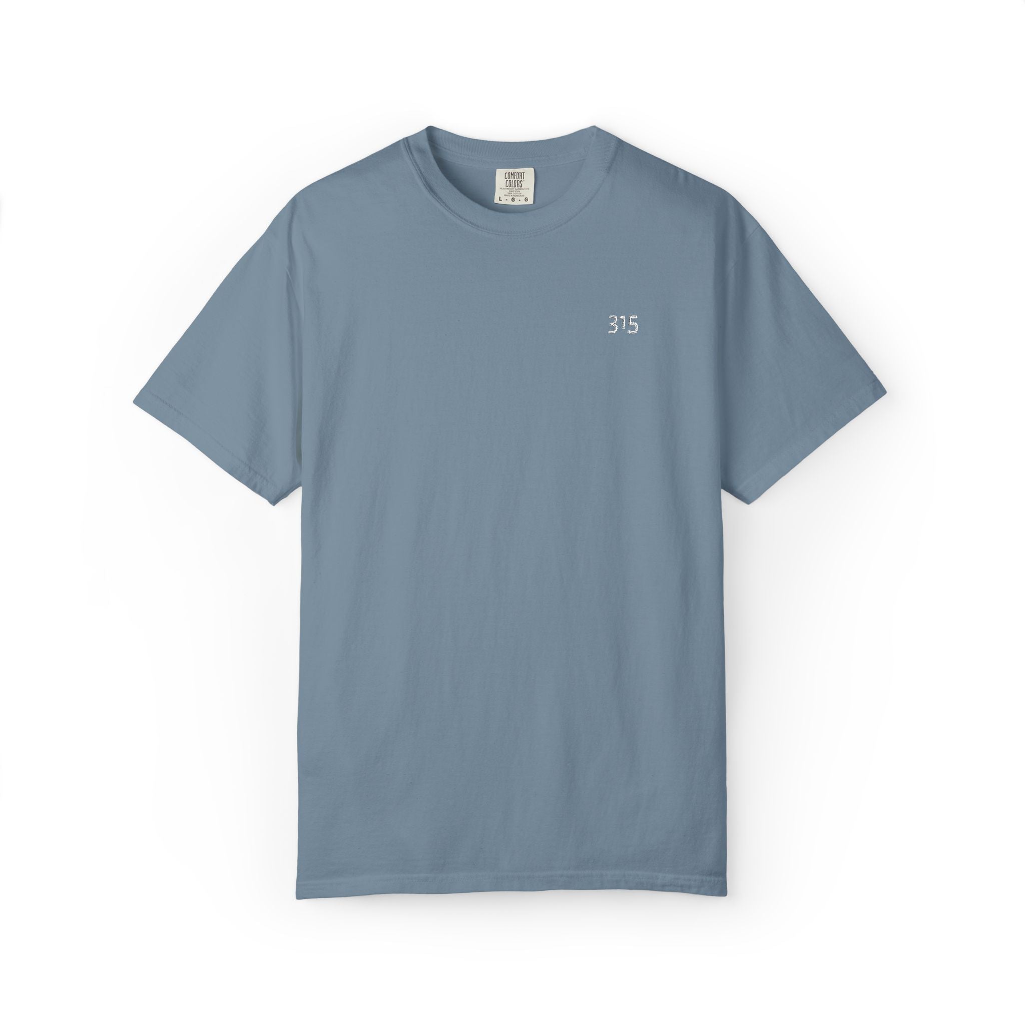 11 - Embroidered 315 Multi Color Minimalist '75' Chest Logo T-Shirt – Garment-Dyed White Casual Tee