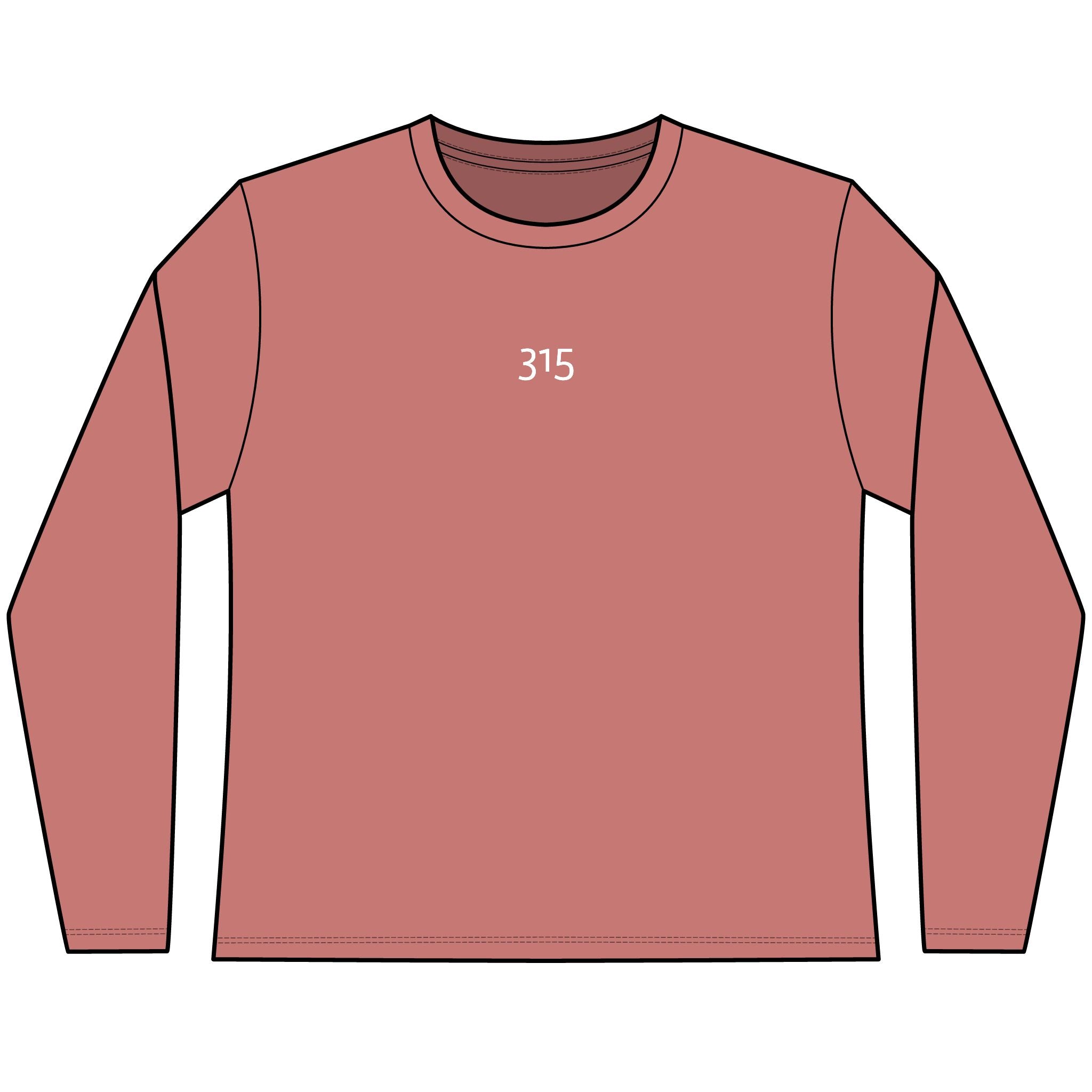 Multi Color Women’s Cozy Long Sleeve Tee with Number 315 for Casual Days