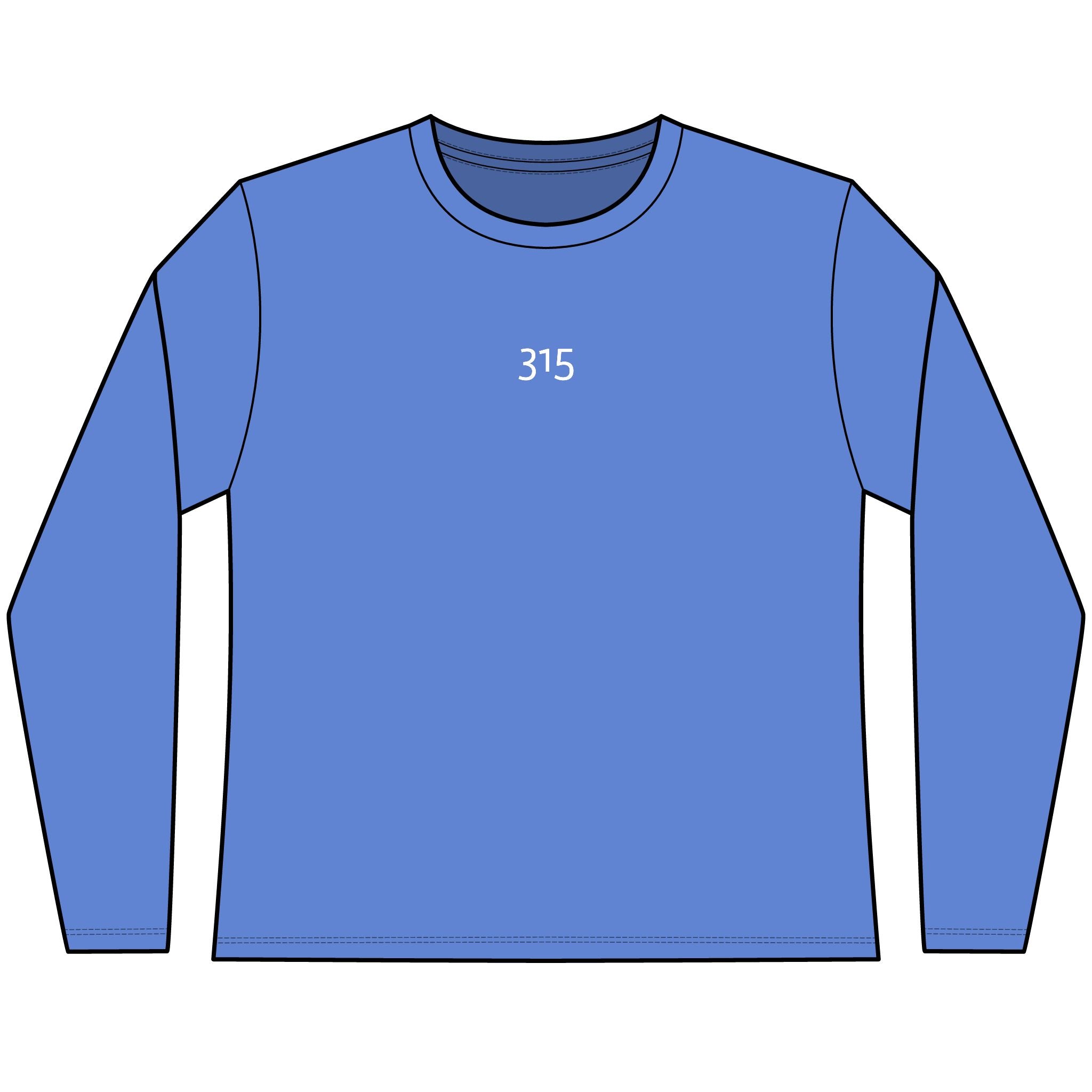 Multi Color Women’s Cozy Long Sleeve Tee with Number 315 for Casual Days