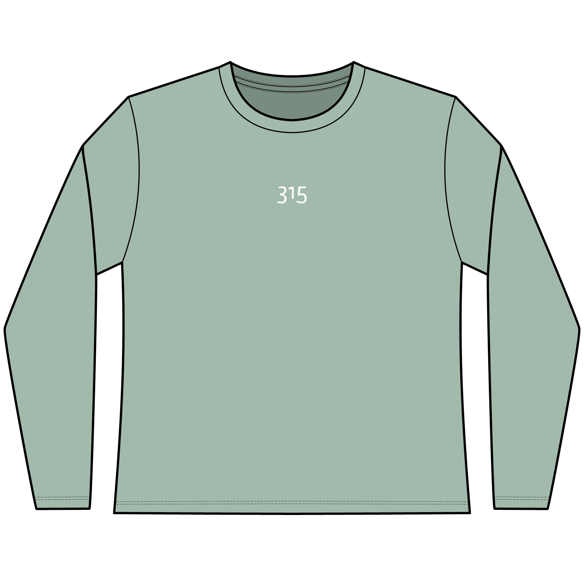 Multi Color Women’s Cozy Long Sleeve Tee with Number 315 for Casual Days