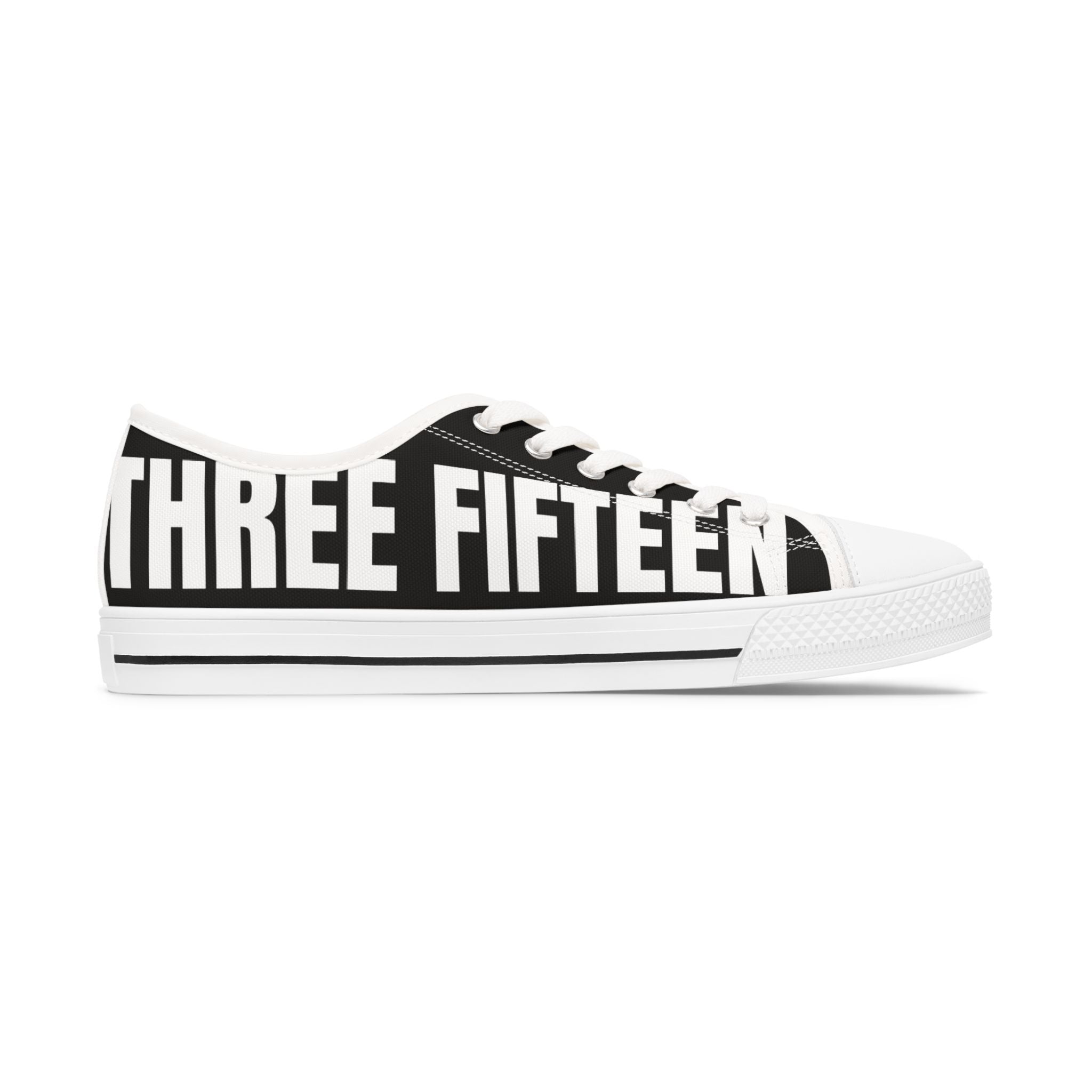 31 - Women’s Low Top Sneakers — Black 'Three Fifteen' Graphic Casual Canvas Shoes