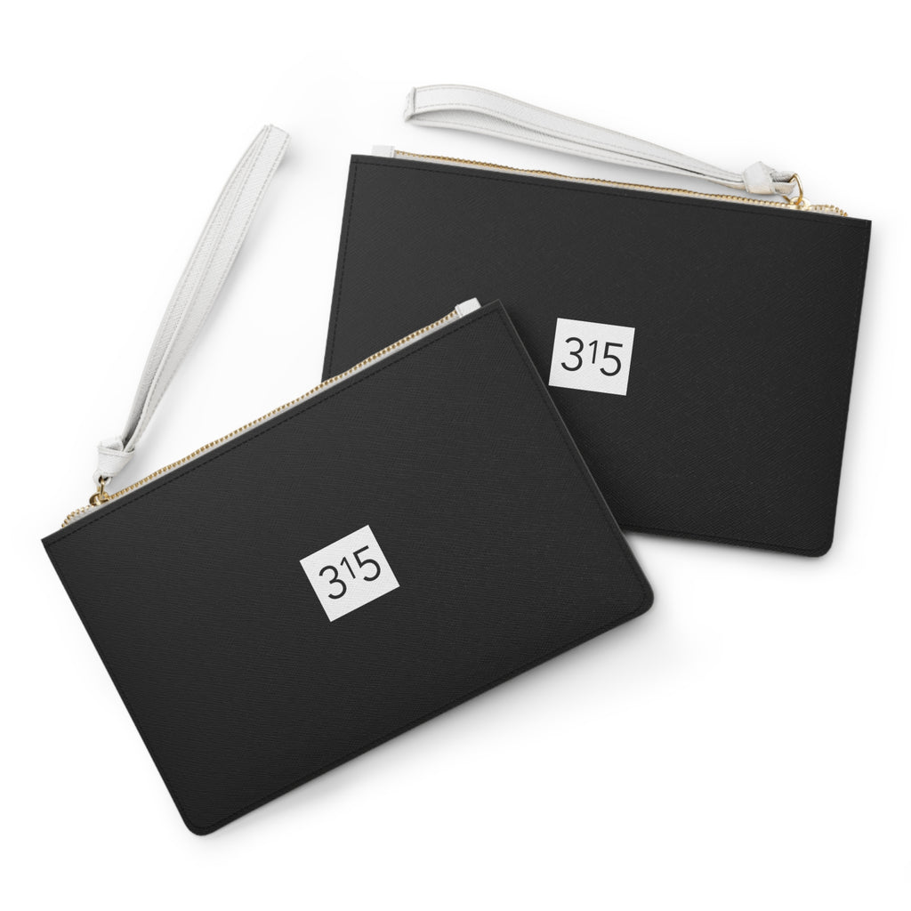 Clutch Bag — Minimalist '315' Square Logo Wristlet, White Everyday Evening Bag