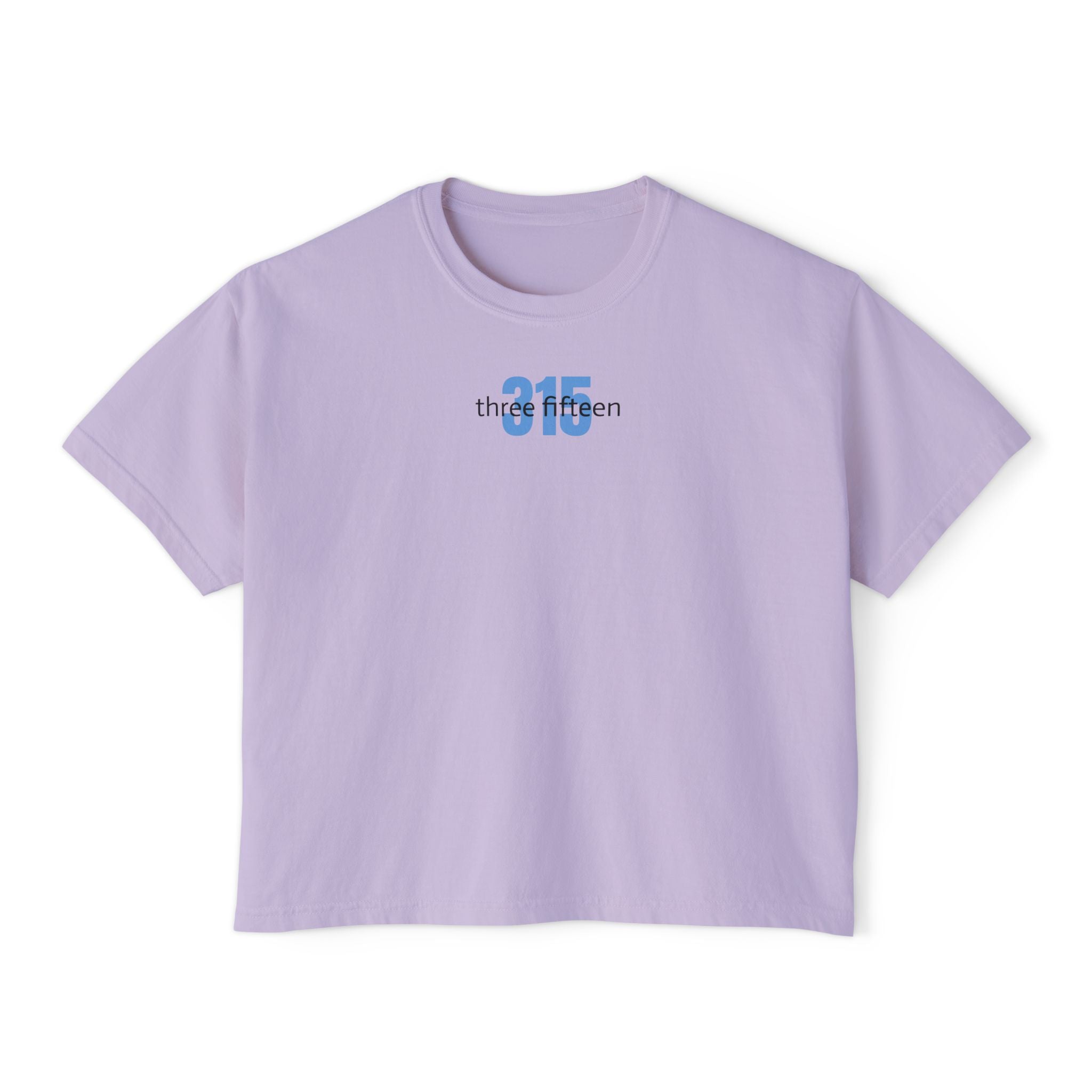 1 - Women's Boxy Tee Bold 315 — Minimalist City Number Graphic Shirt