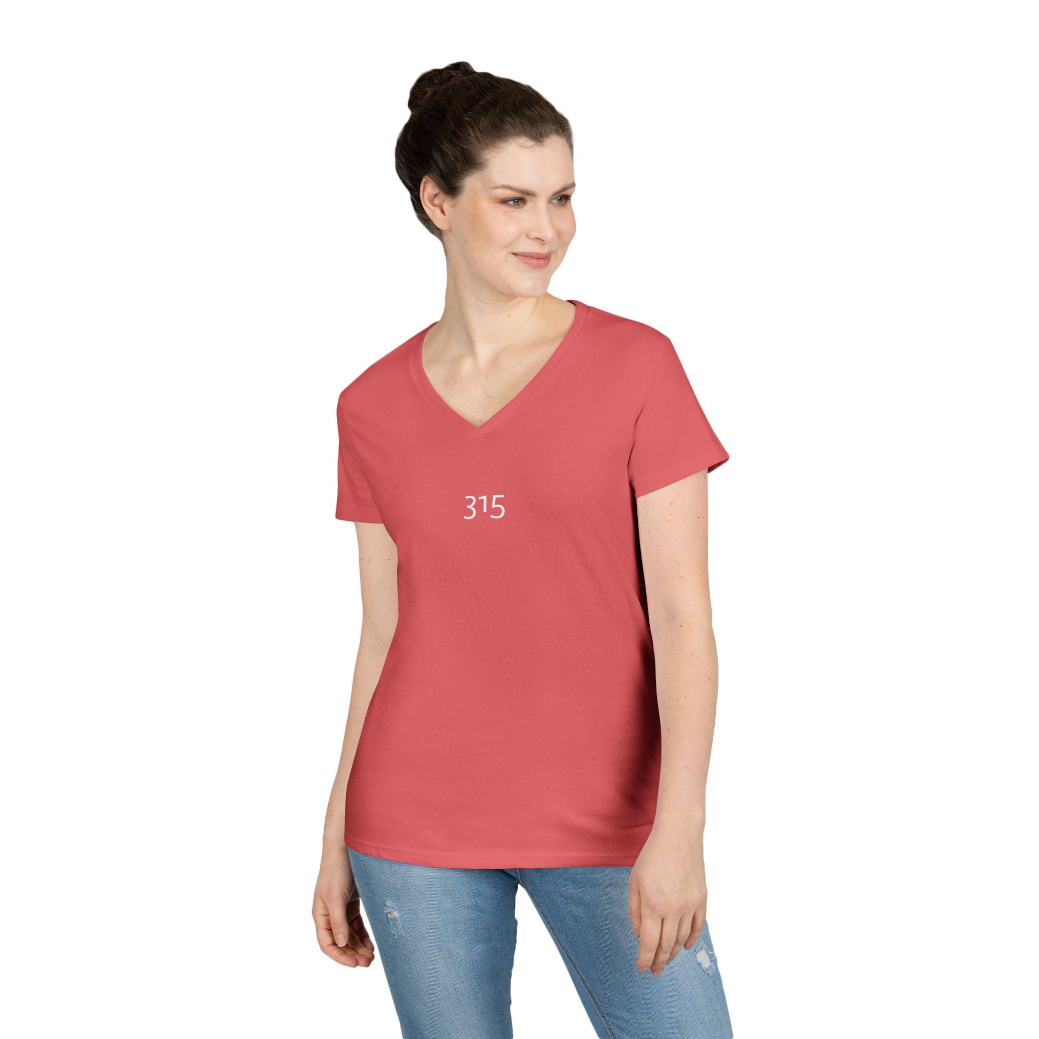 Multi Color Casual V-Neck T-Shirt with Minimalist Design 315