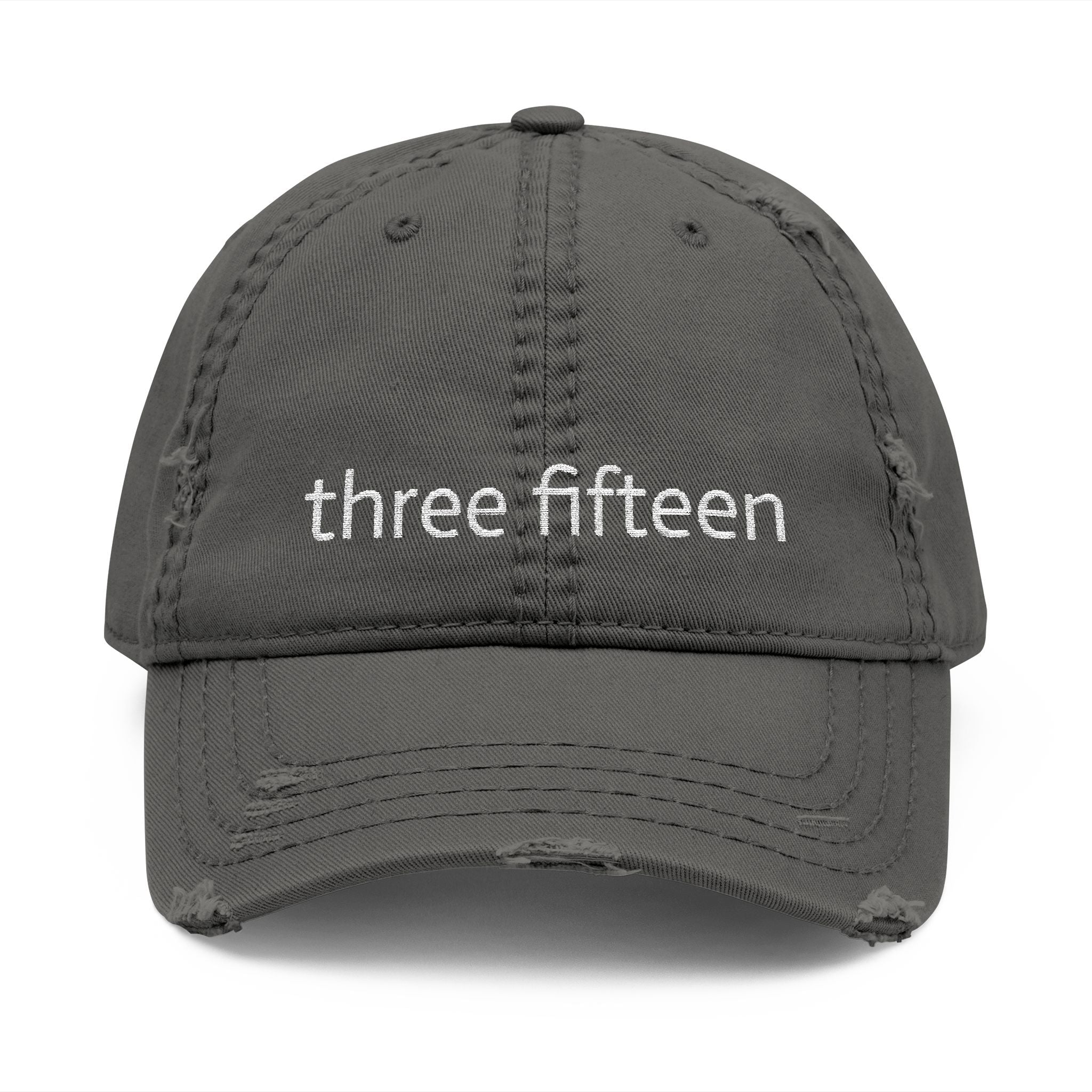 3 - Hat Distressed Embroidered Three Fifteen Dad Hat - Casual Chic Accessory