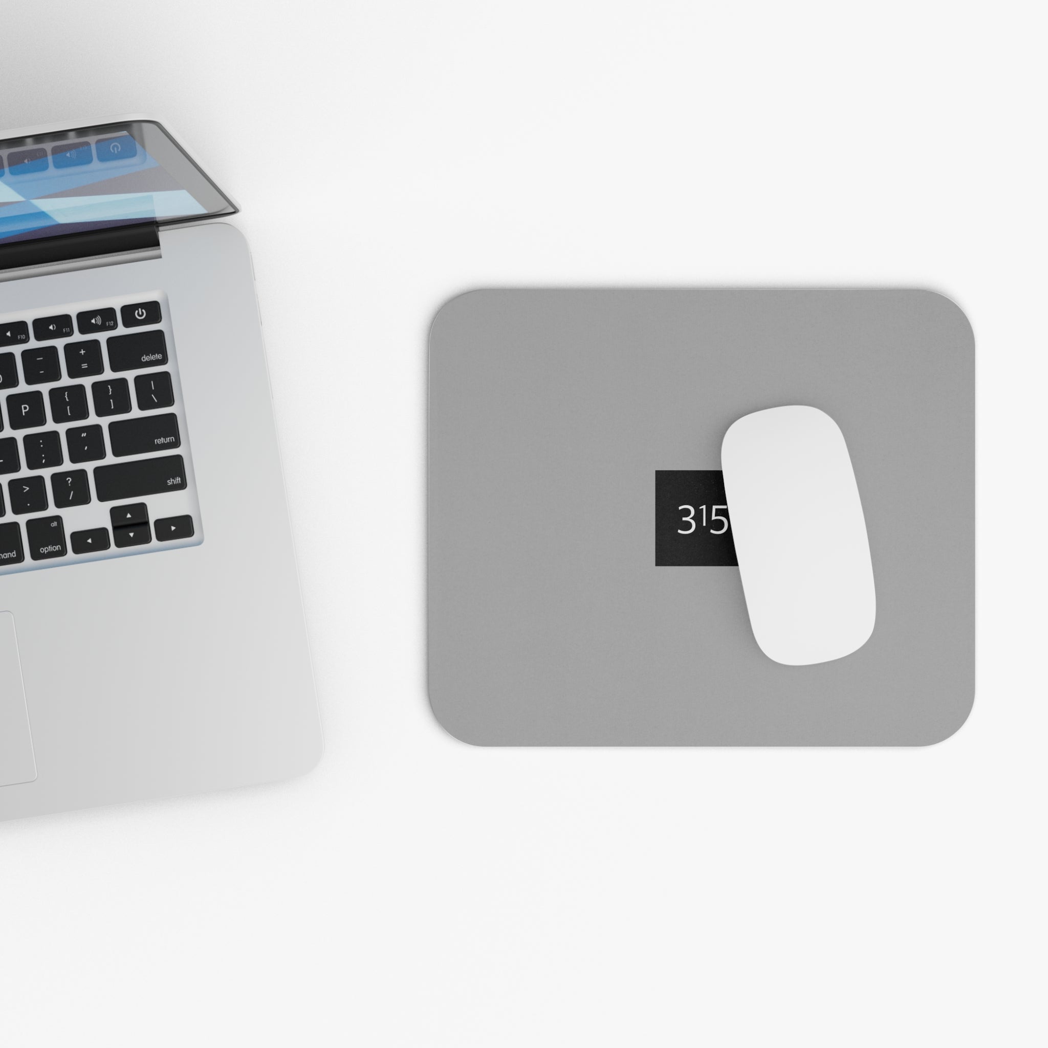 315 - Gray Minimalist Mouse Pad with '315' Accent — Slim Rectangle Desk Mat