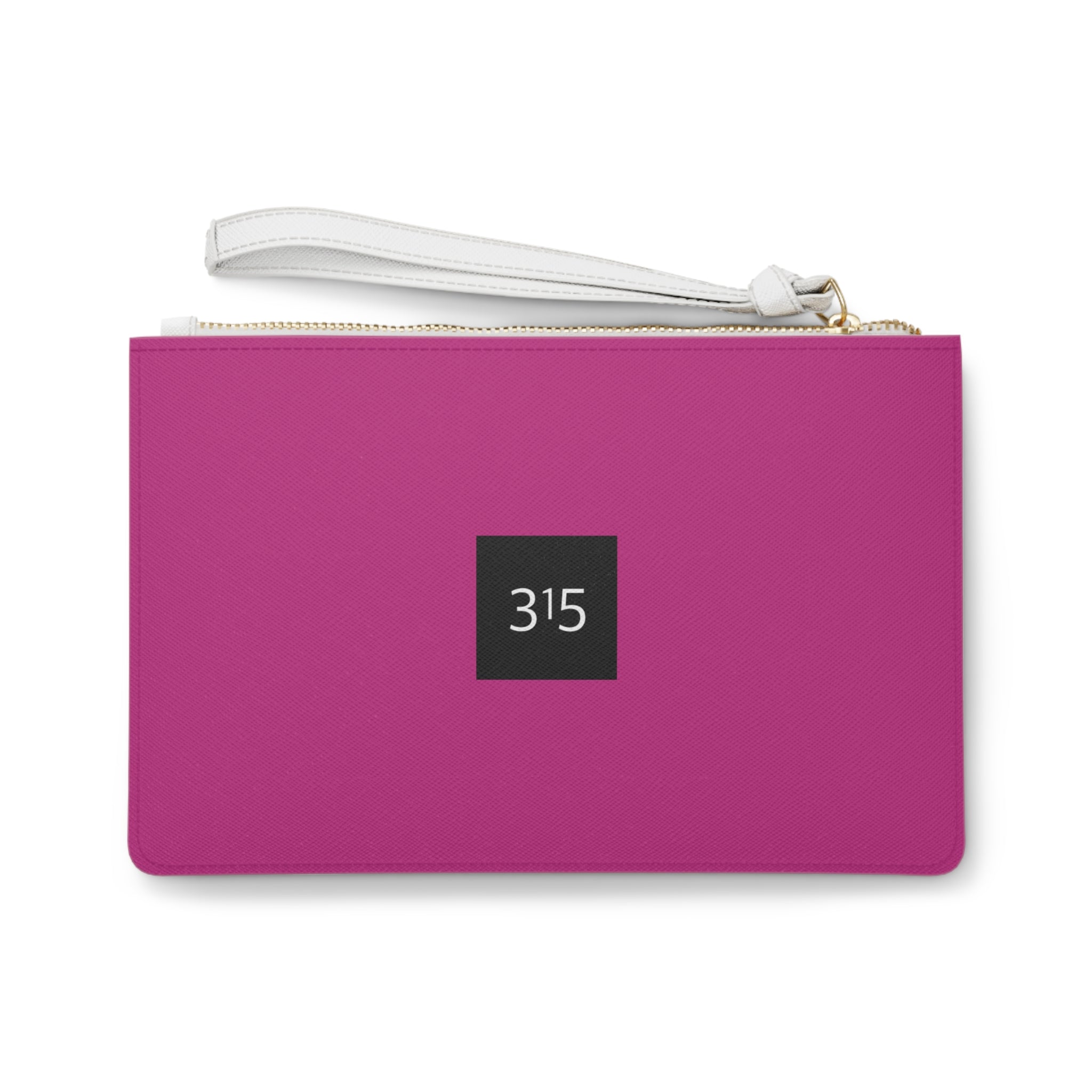 Clutch Bag — Minimalist '315' Square Logo Wristlet, White Everyday Evening Bag