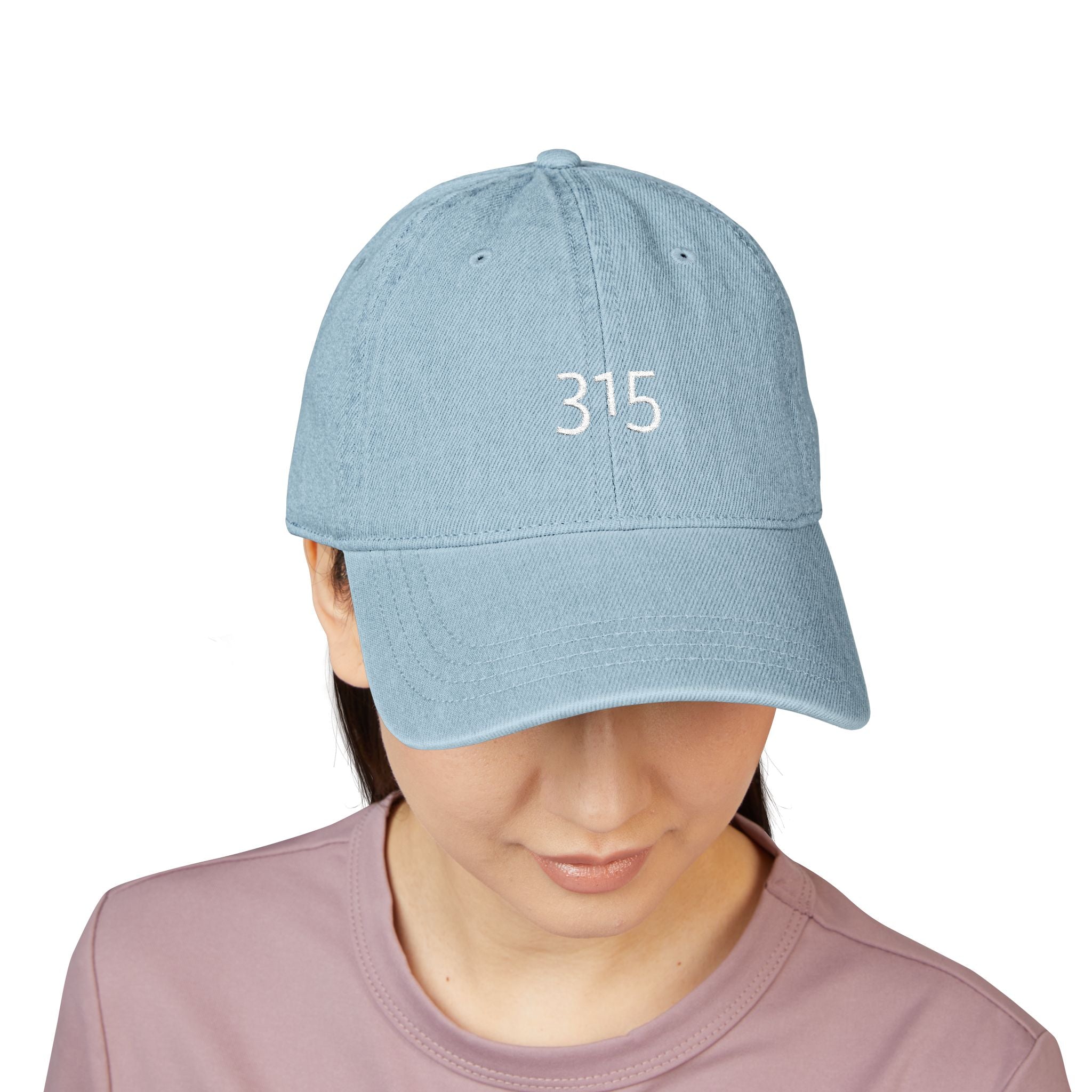 Stylish Embroidered Denim Hat with 315 Design